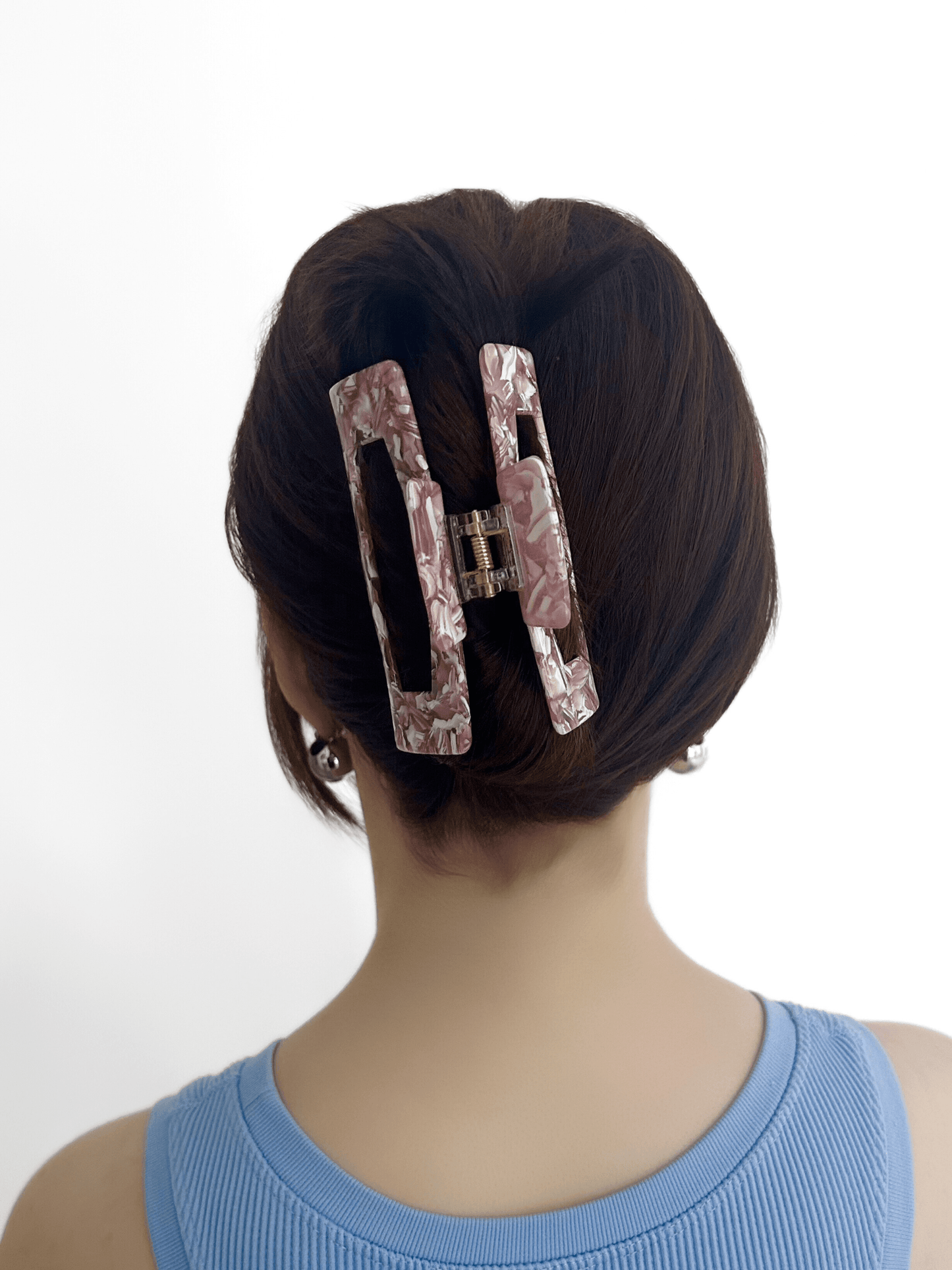Blush Marble Rectangular Hair Claw Clip - cllovestudio