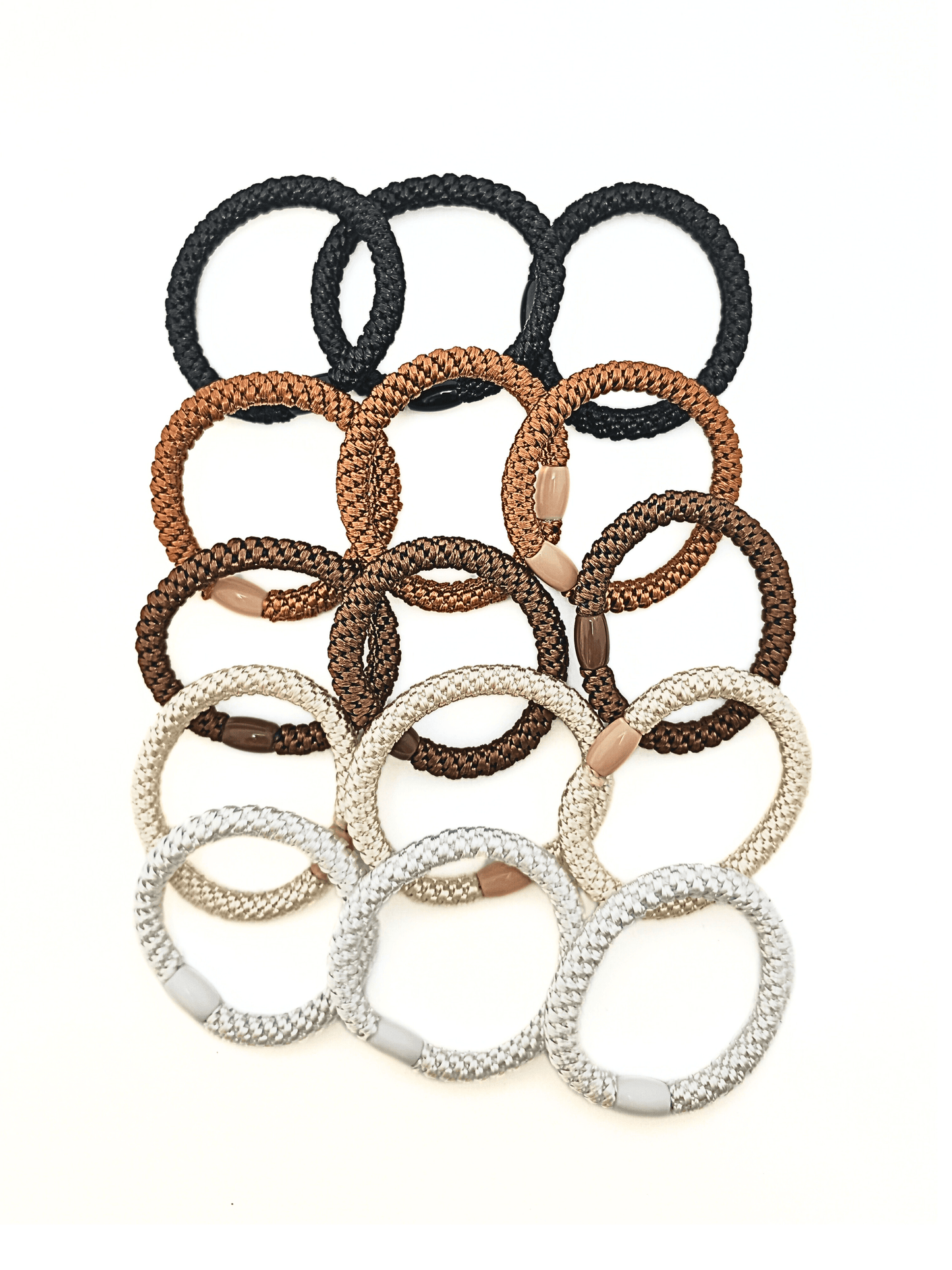 Braided Elastic Hair Ties Set - Neutral Tones (15-Pack) - cllovestudio