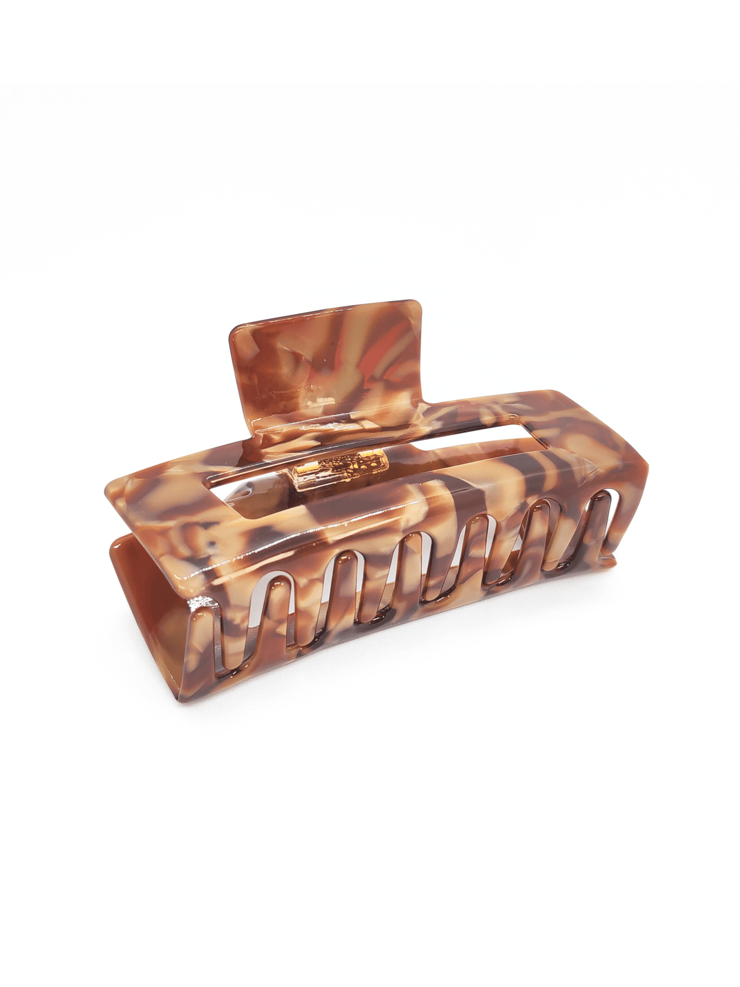 Caramel Marble Rectangular Hair Claw Clip - cllovestudio