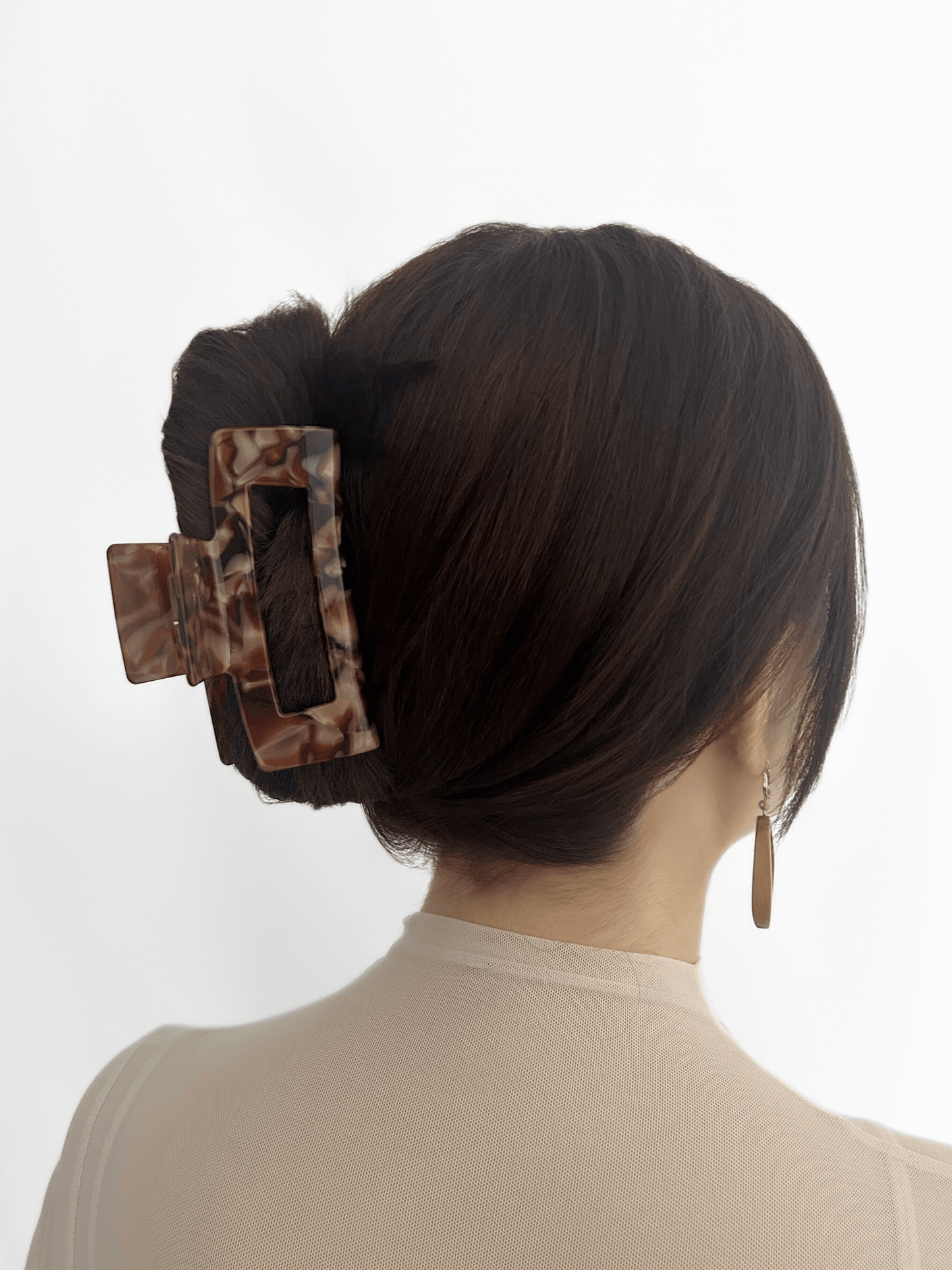 Caramel Marble Rectangular Hair Claw Clip - cllovestudio