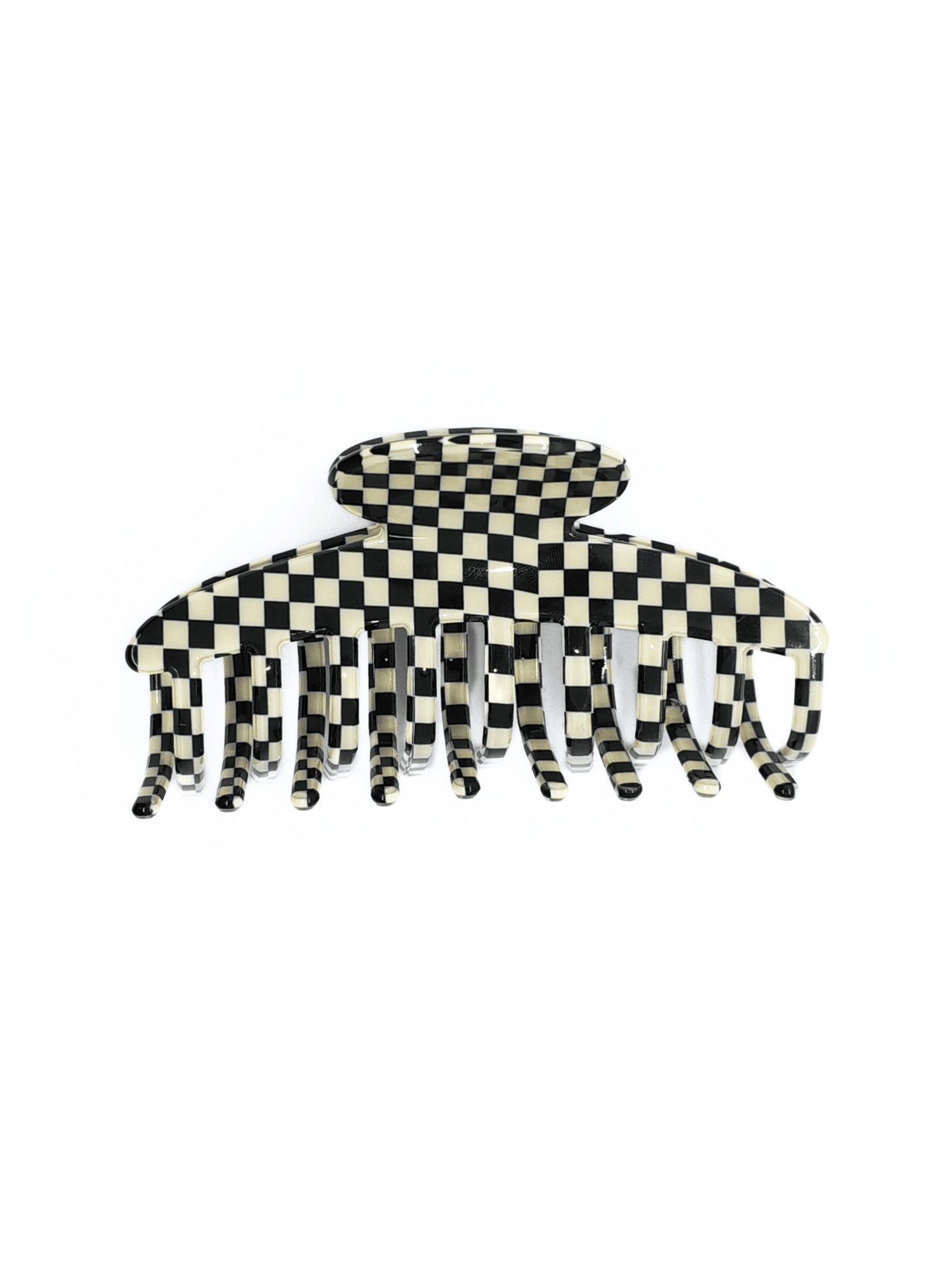 Classic Black & White Checkered Acetate Hair Claw Clip - cllovestudio