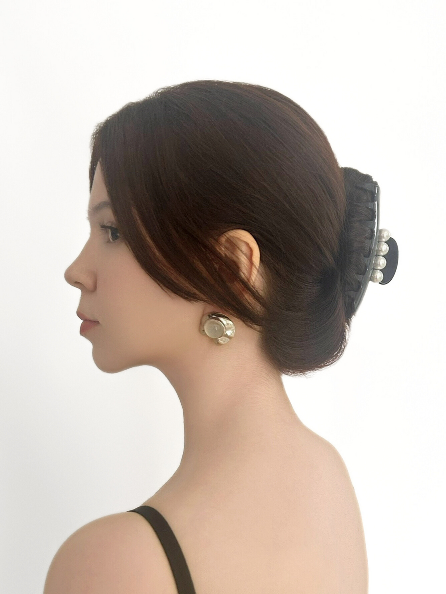 Classic Pearl Hair Claw Clip - Black_by cllovestudio
