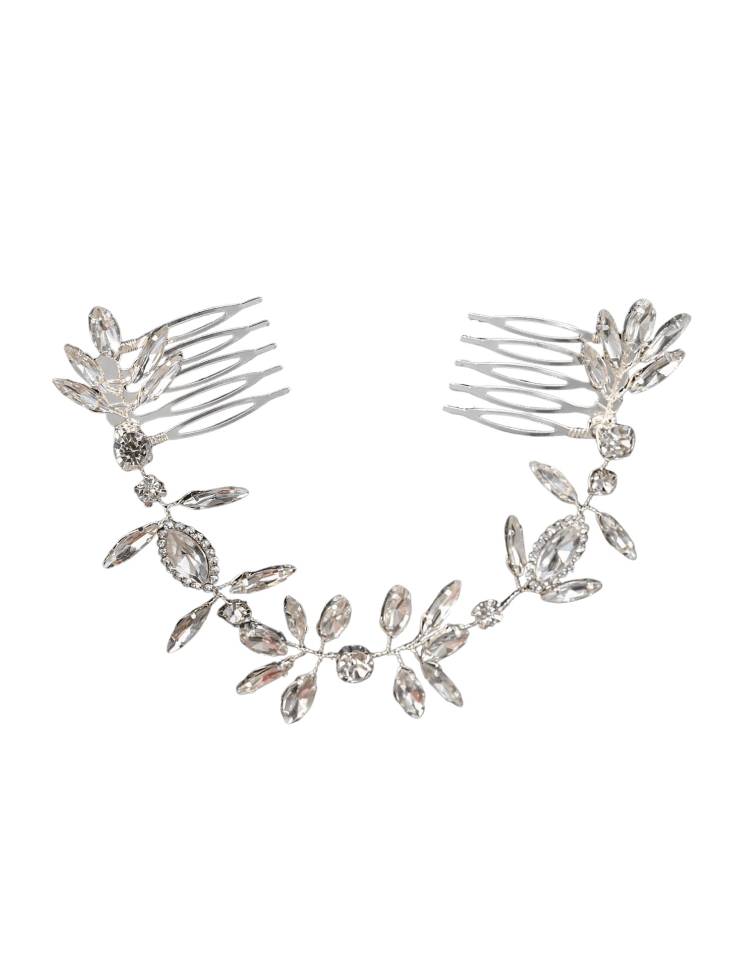 Crystal Leaf Vine Bridal Hair Comb – Silver Double Comb Headpiece - cllovestudio