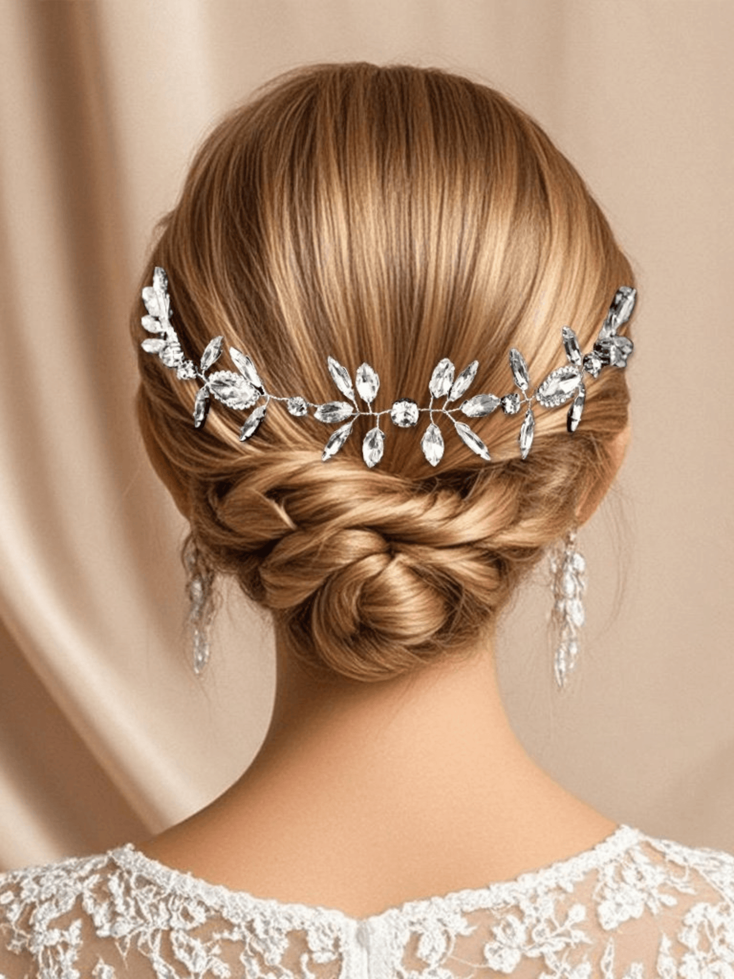 Crystal Leaf Vine Bridal Hair Comb – Silver Double Comb Headpiece - cllovestudio