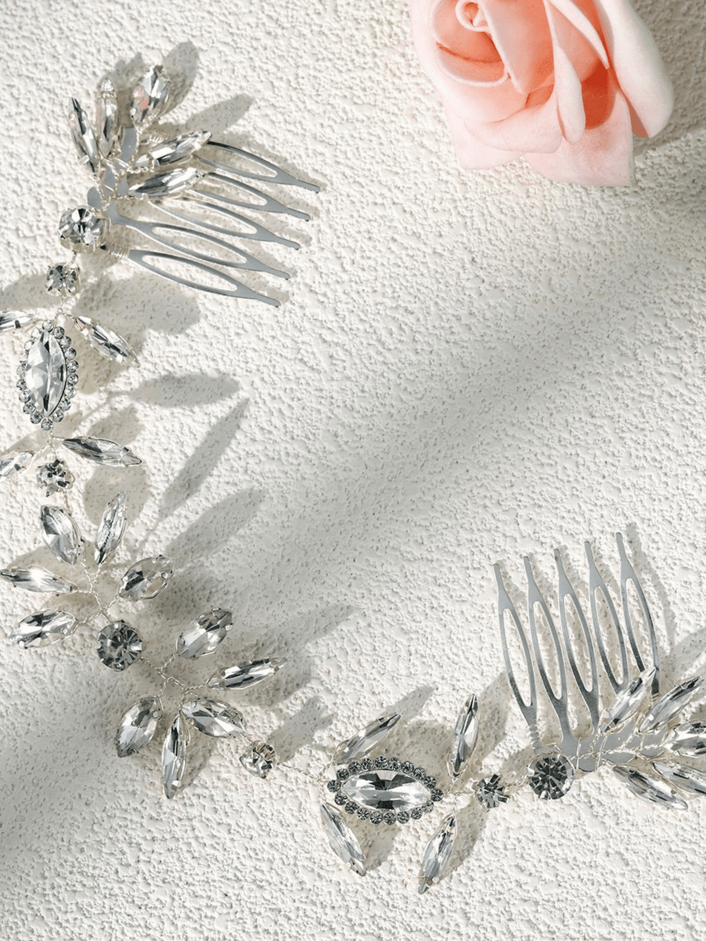 Crystal Leaf Vine Bridal Hair Comb – Silver Double Comb Headpiece - cllovestudio