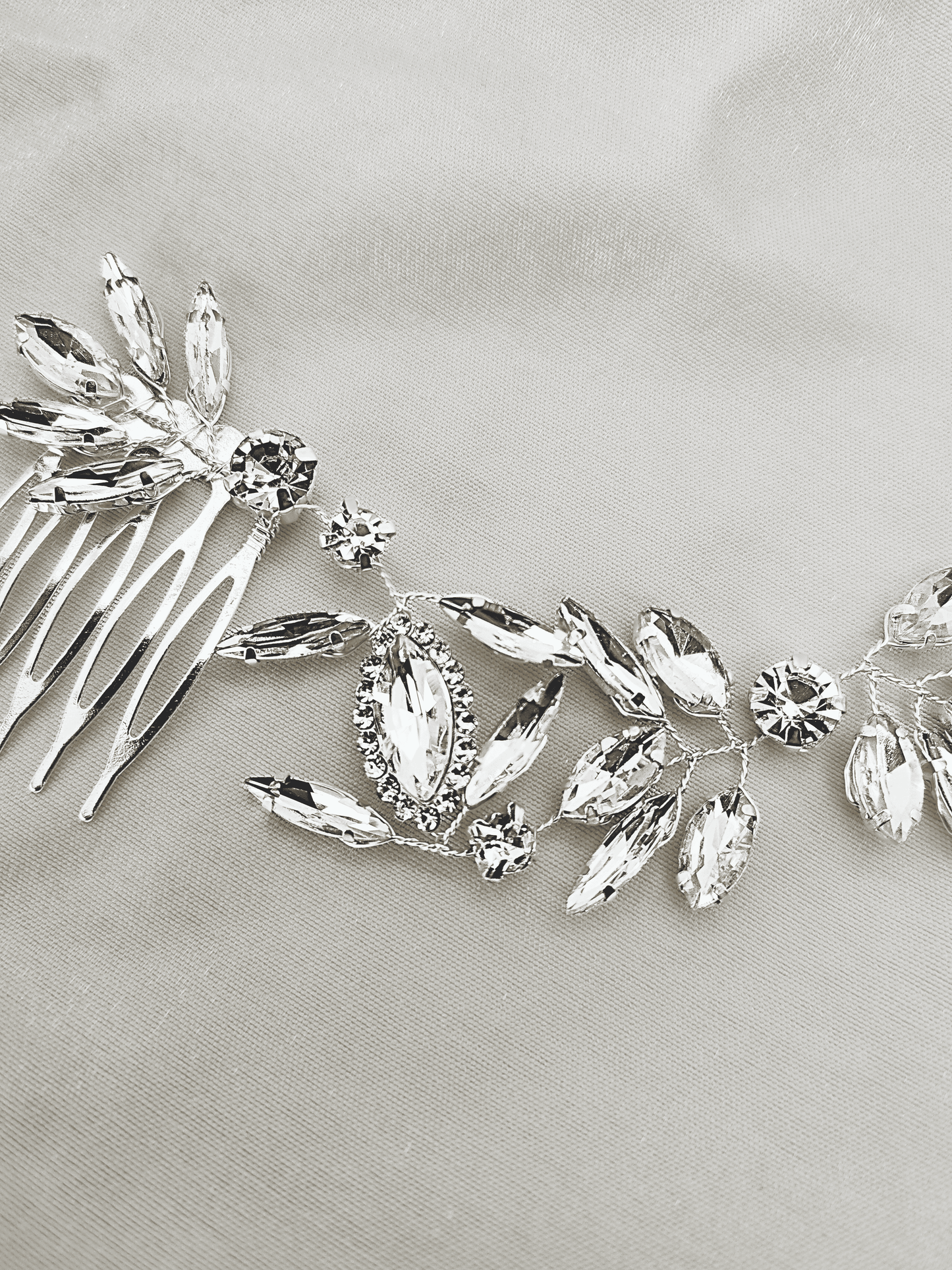 Crystal Leaf Vine Bridal Hair Comb – Silver Double Comb Headpiece - cllovestudio