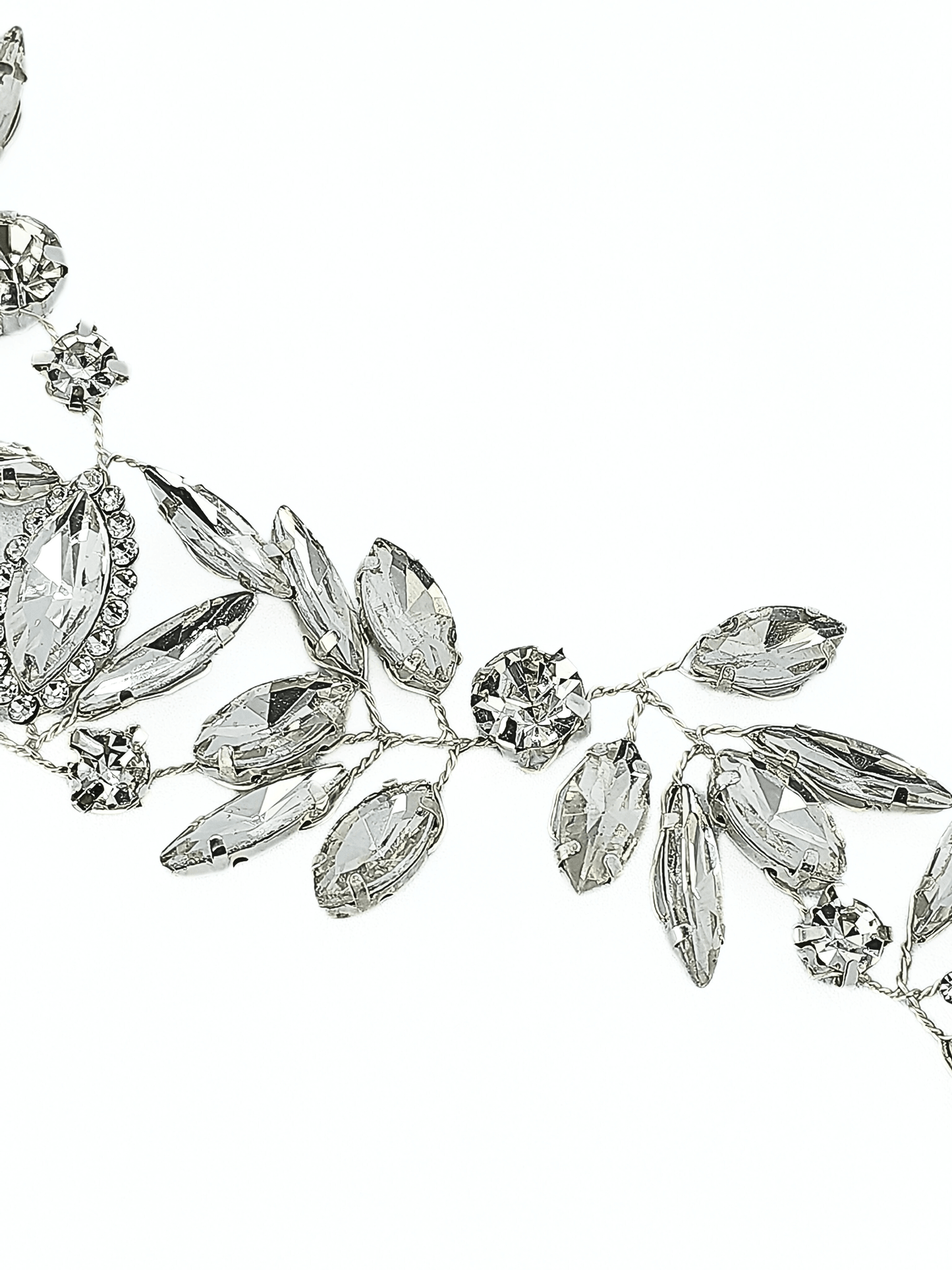 Crystal Leaf Vine Bridal Hair Comb – Silver Double Comb Headpiece - cllovestudio