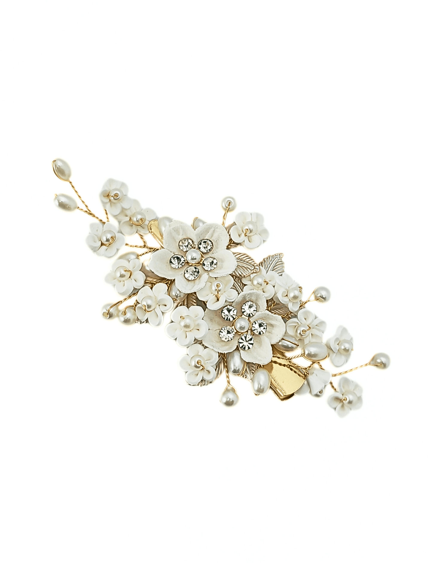 Ivory Flower & Pearl Wedding Hair Clip - cllovestudio
