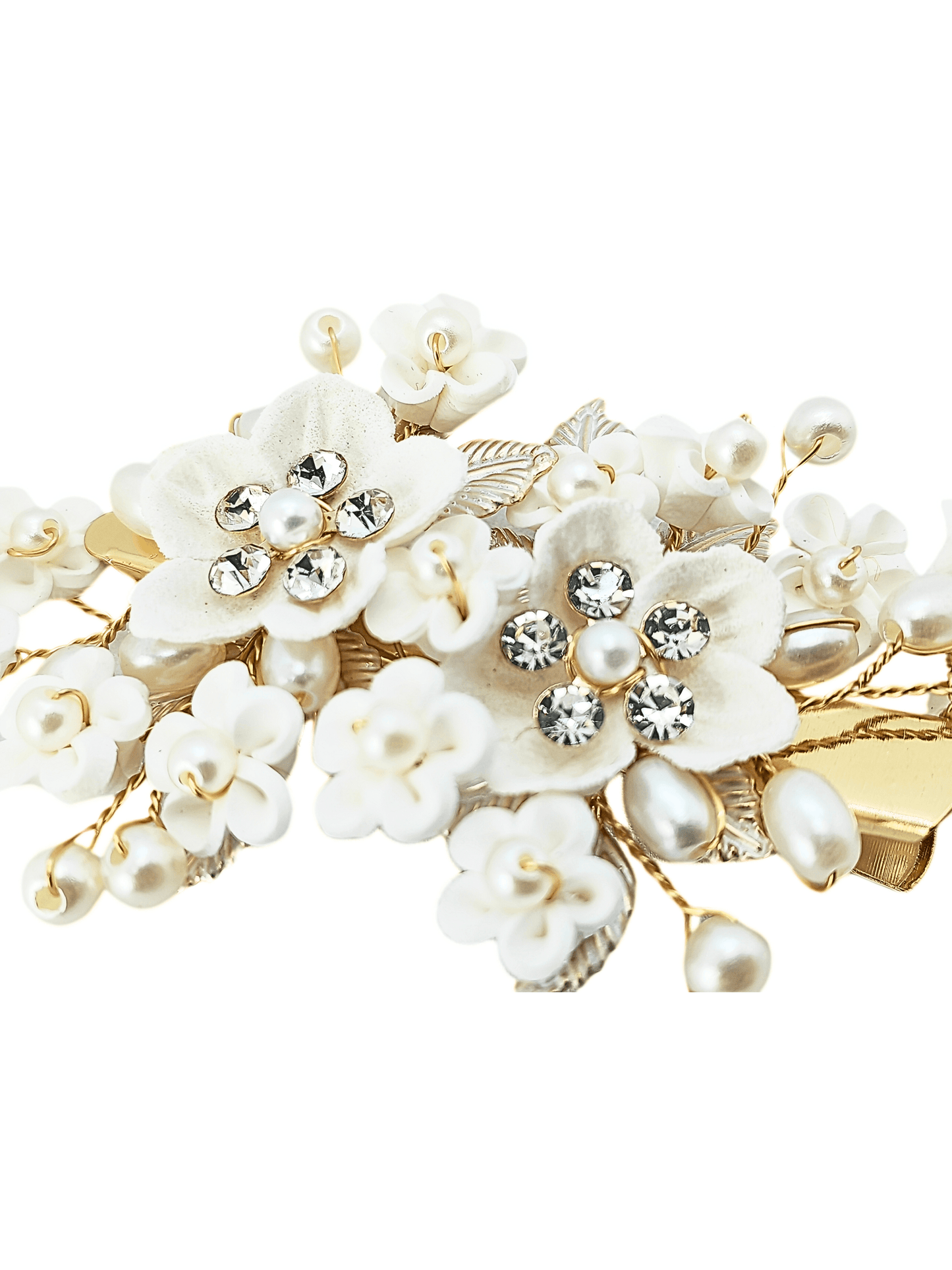 Ivory Flower & Pearl Wedding Hair Clip - cllovestudio
