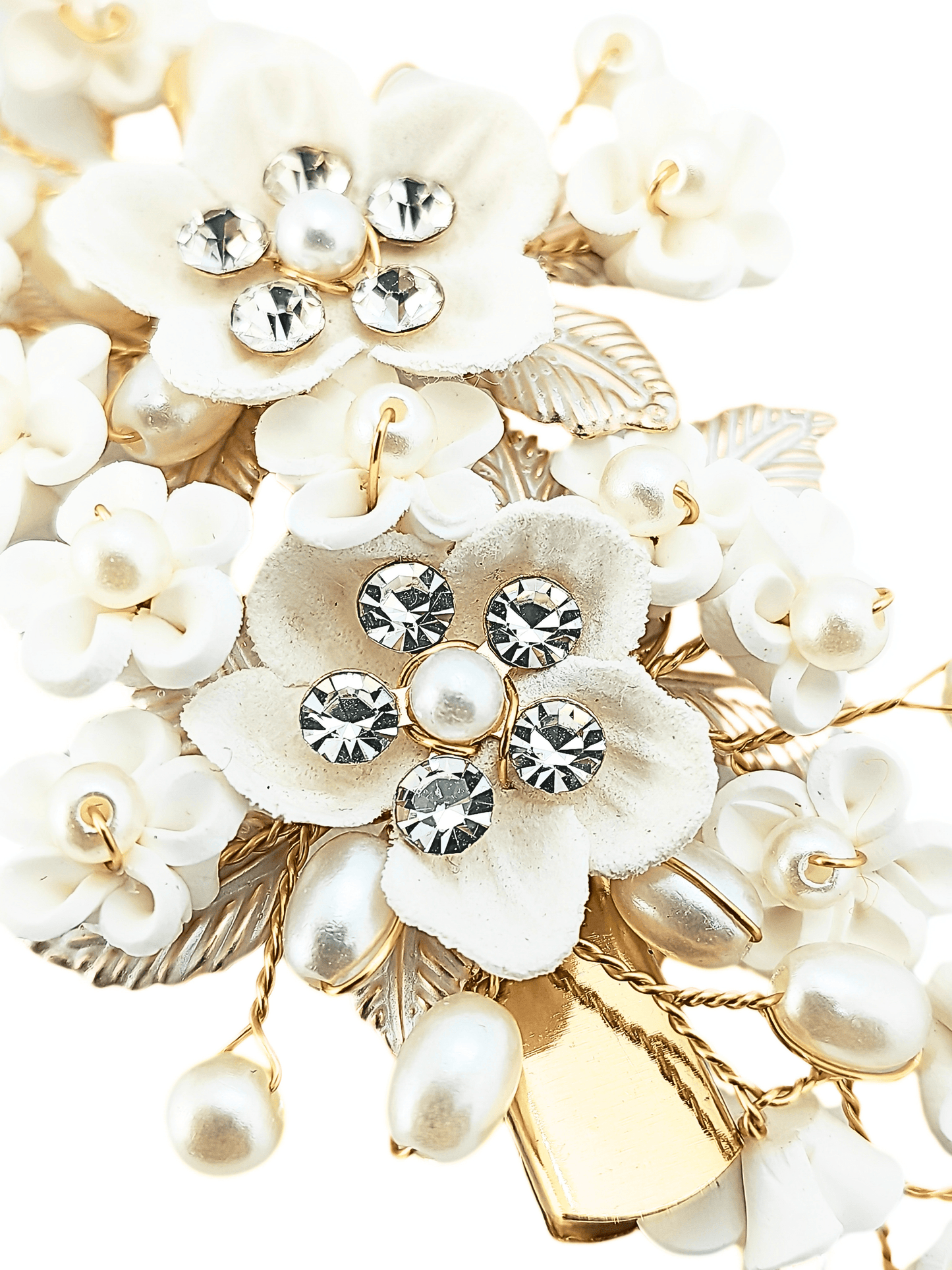 Ivory Flower & Pearl Wedding Hair Clip - cllovestudio