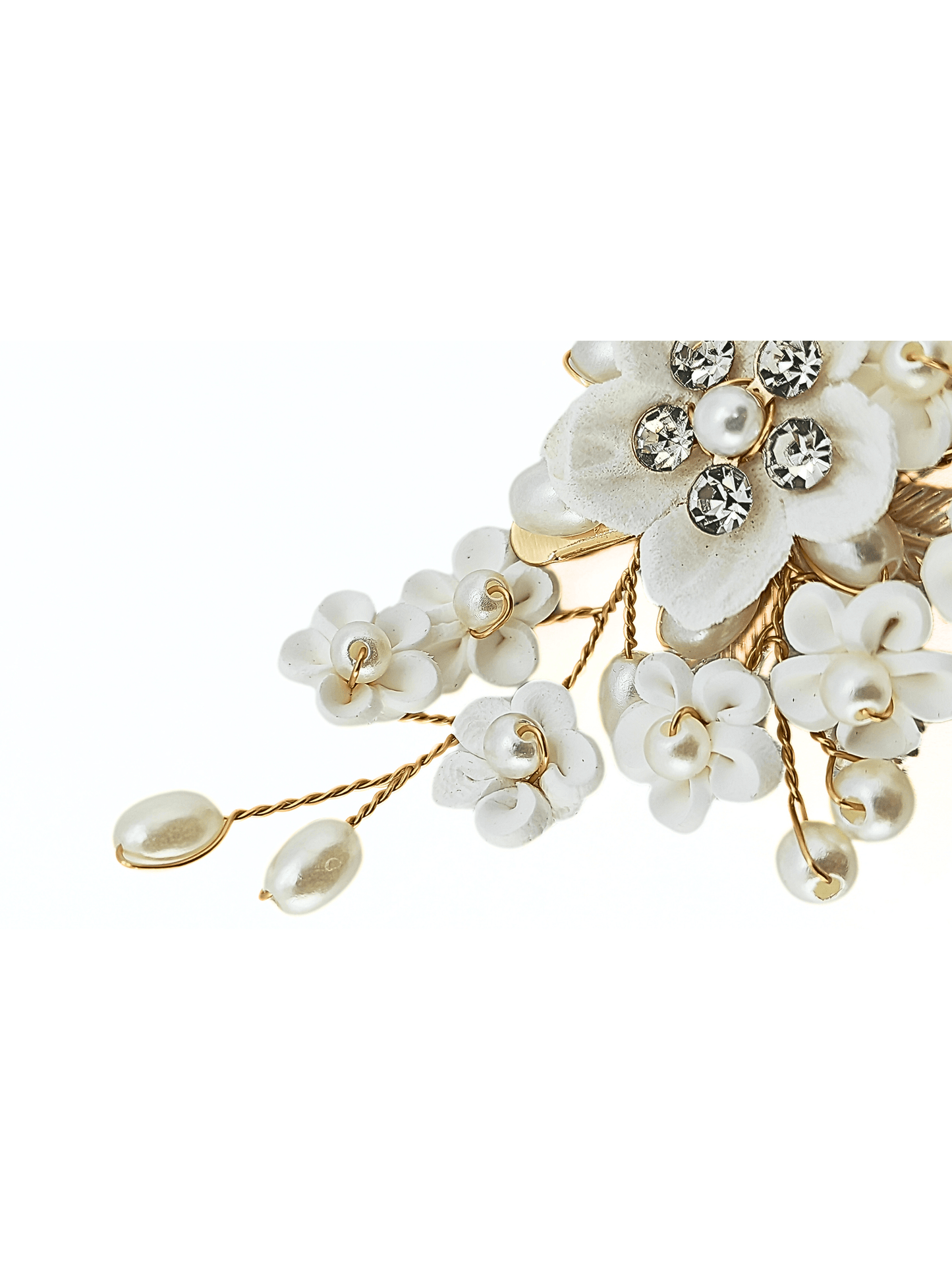 Ivory Flower & Pearl Wedding Hair Clip - cllovestudio
