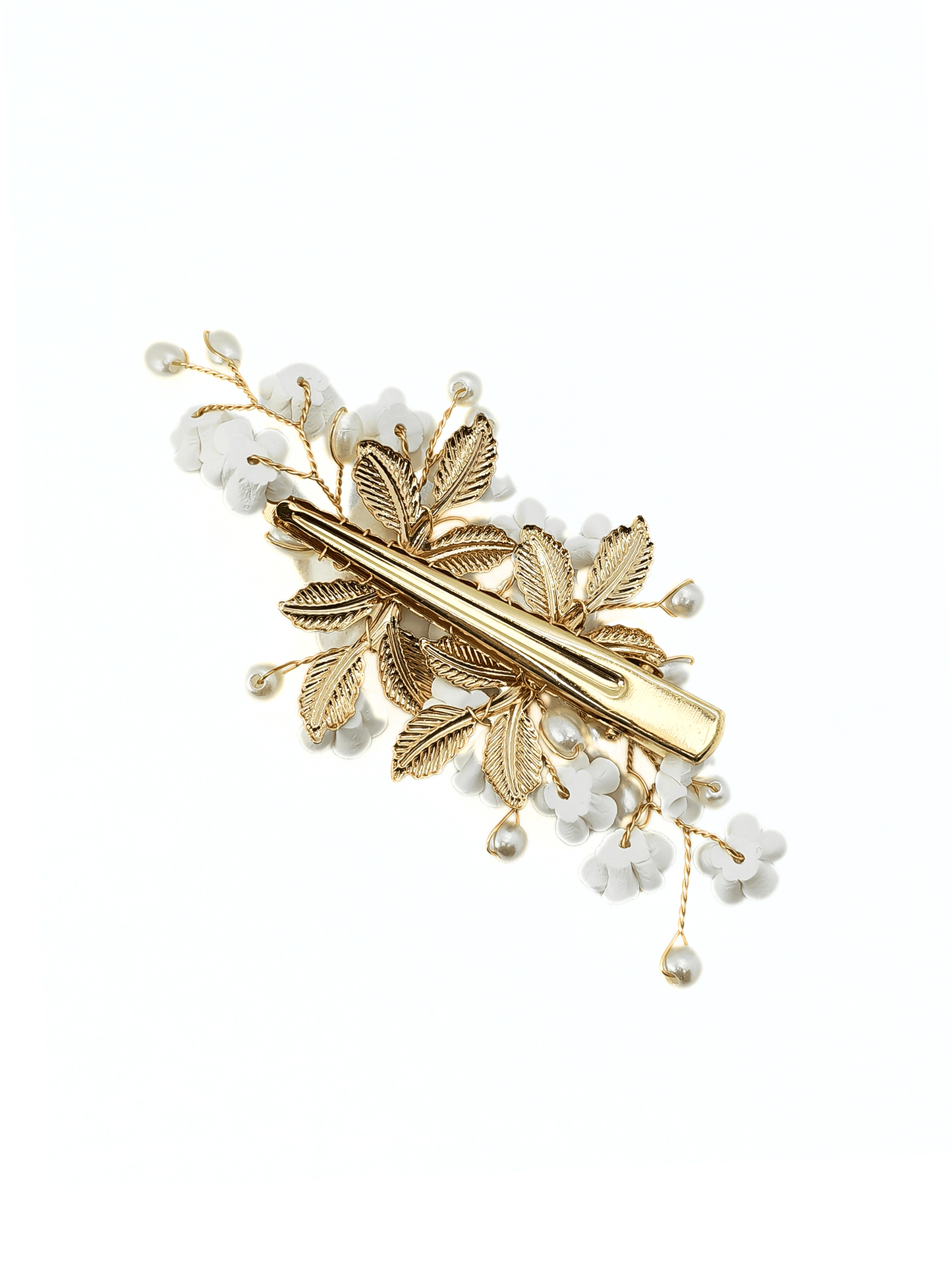 Ivory Flower & Pearl Wedding Hair Clip - cllovestudio