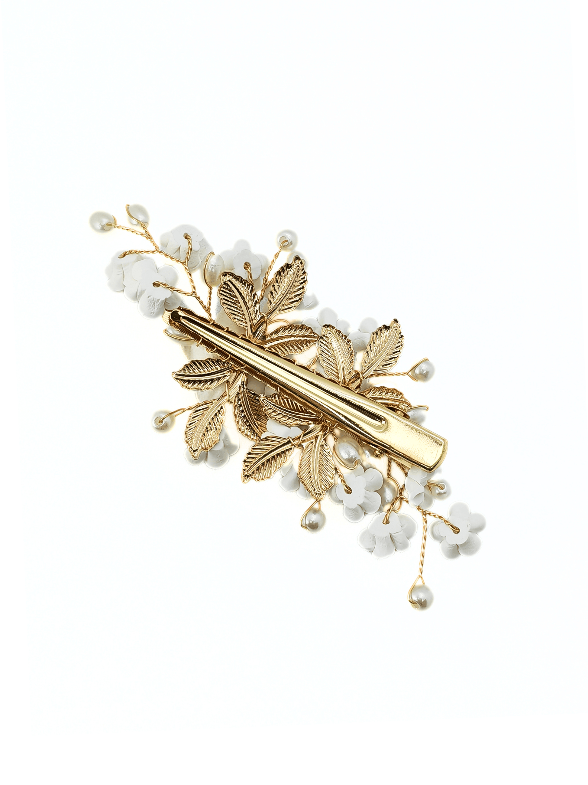 Ivory Flower & Pearl Wedding Hair Clip - cllovestudio