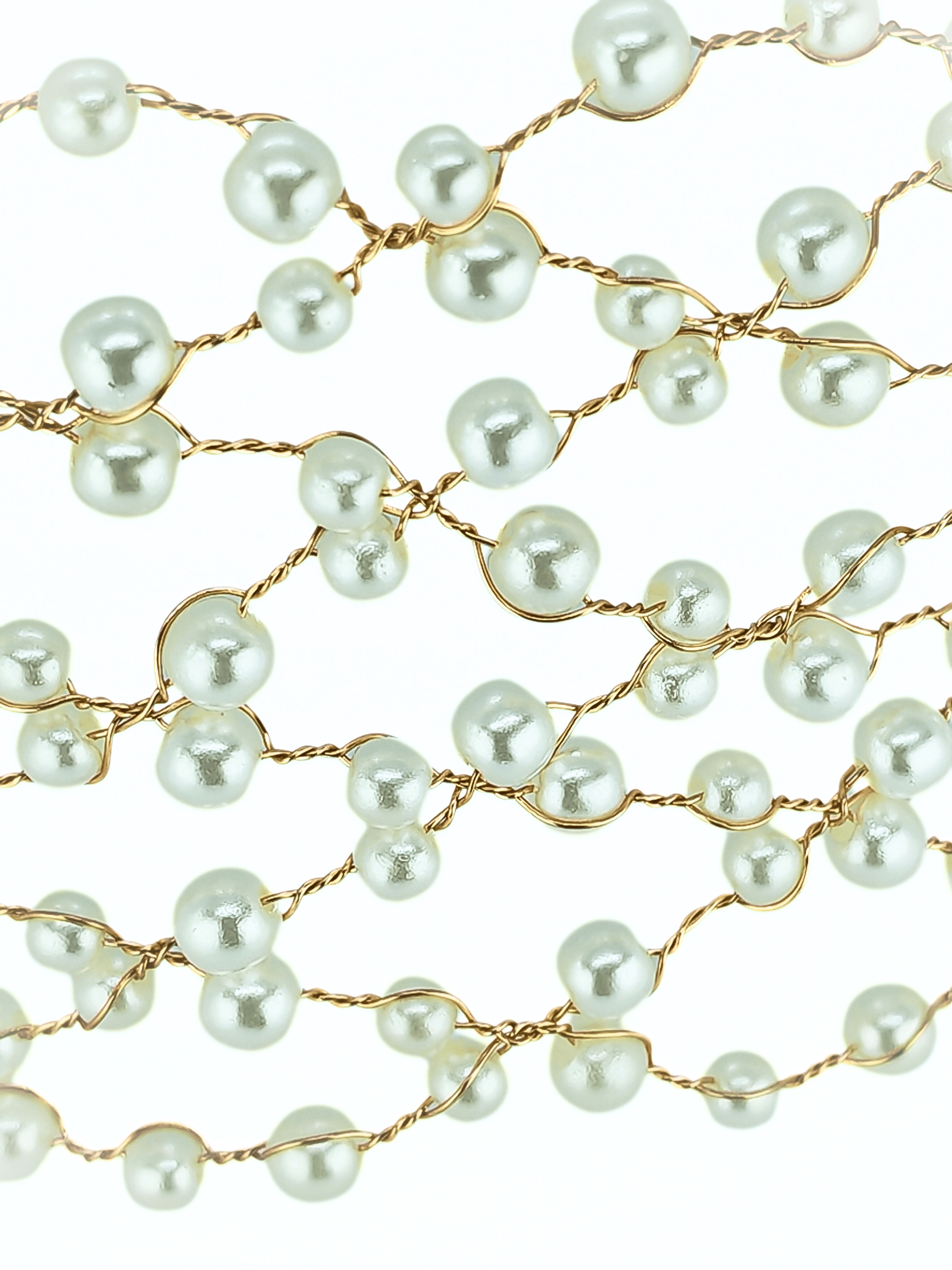 Ivory Pearl Net Bridal Headband – Elegant Mesh Hair Wrap - cllovestudio