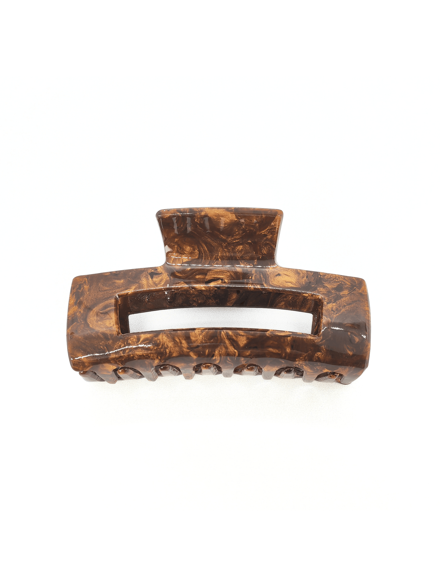 Nut Brown Marble Rectangular Hair Claw Clip - cllovestudio