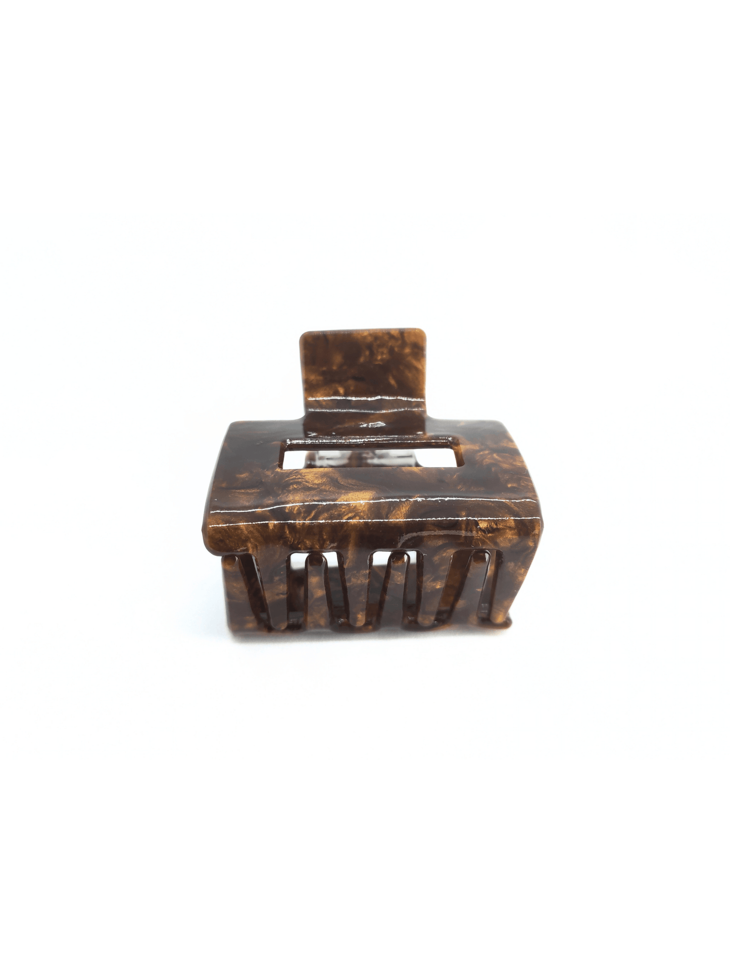 Nut Brown Marble Square Hair Claw Clip - cllovestudio