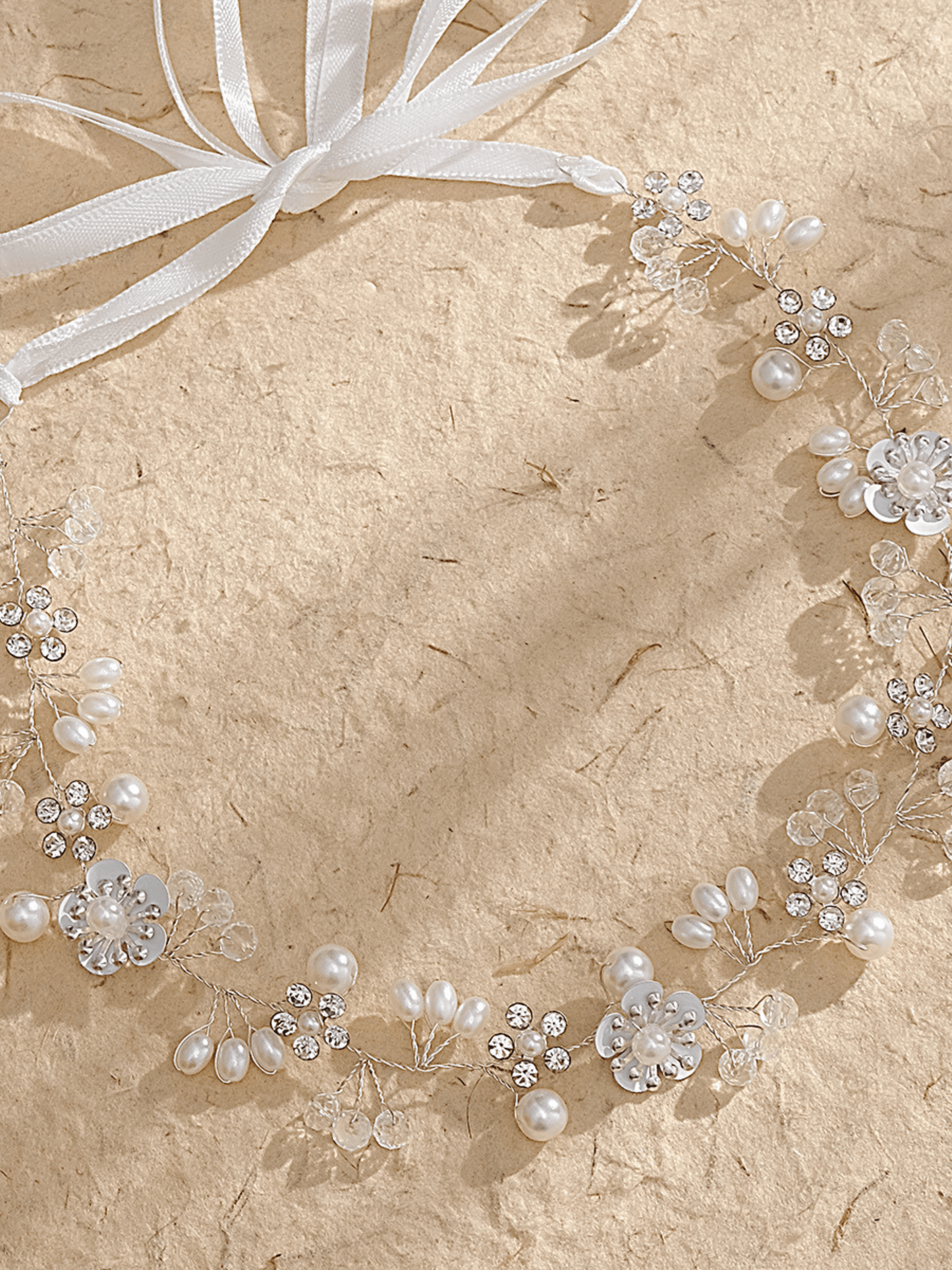 Pearl Bloom Bridal Hair Wrap – Floral Crystal Headpiece - cllovestudio