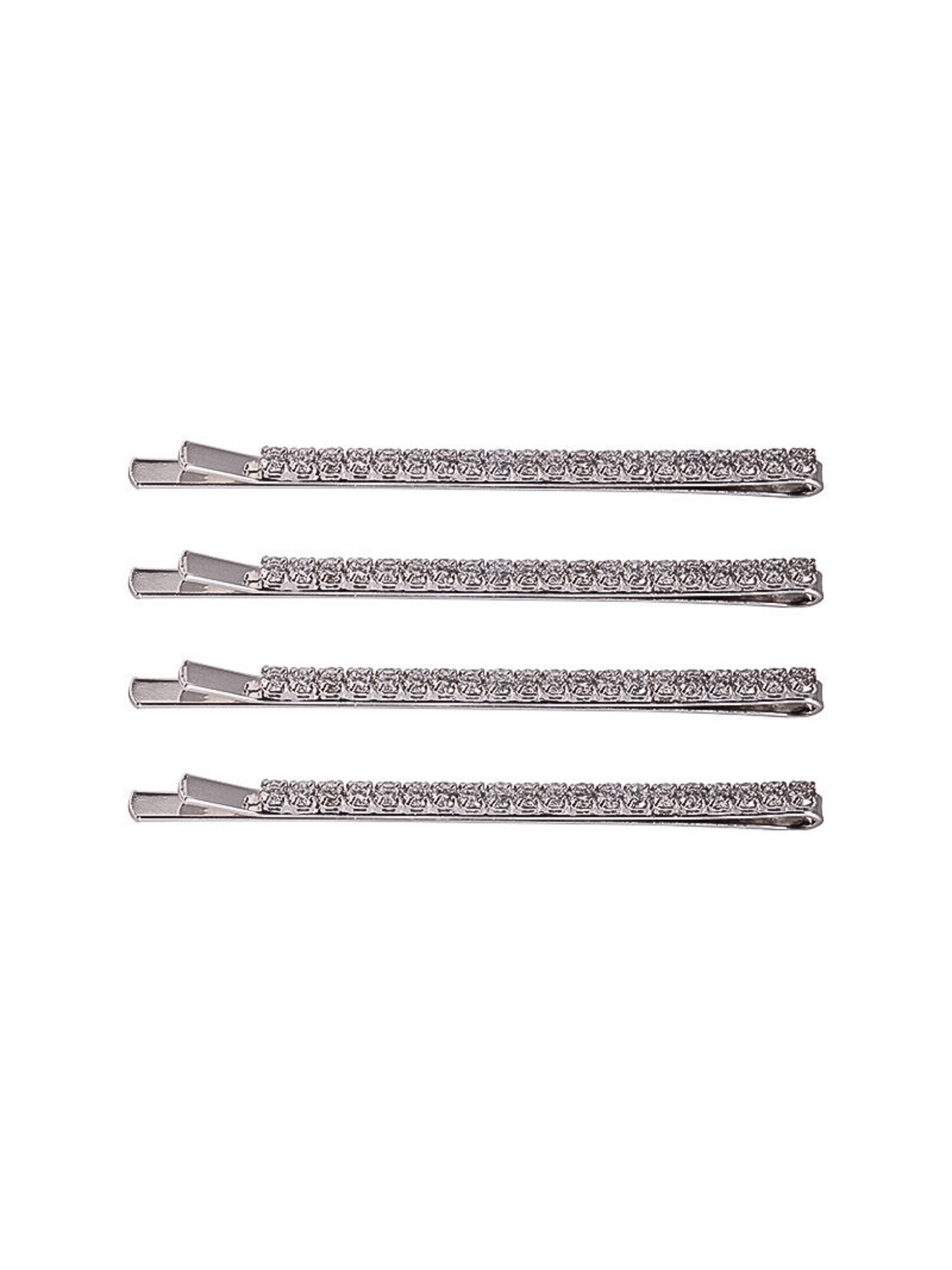 Sparkling Crystal Bobby Pins - Silver Glitter Hair Clips (4-Pack) - cllovestudio
