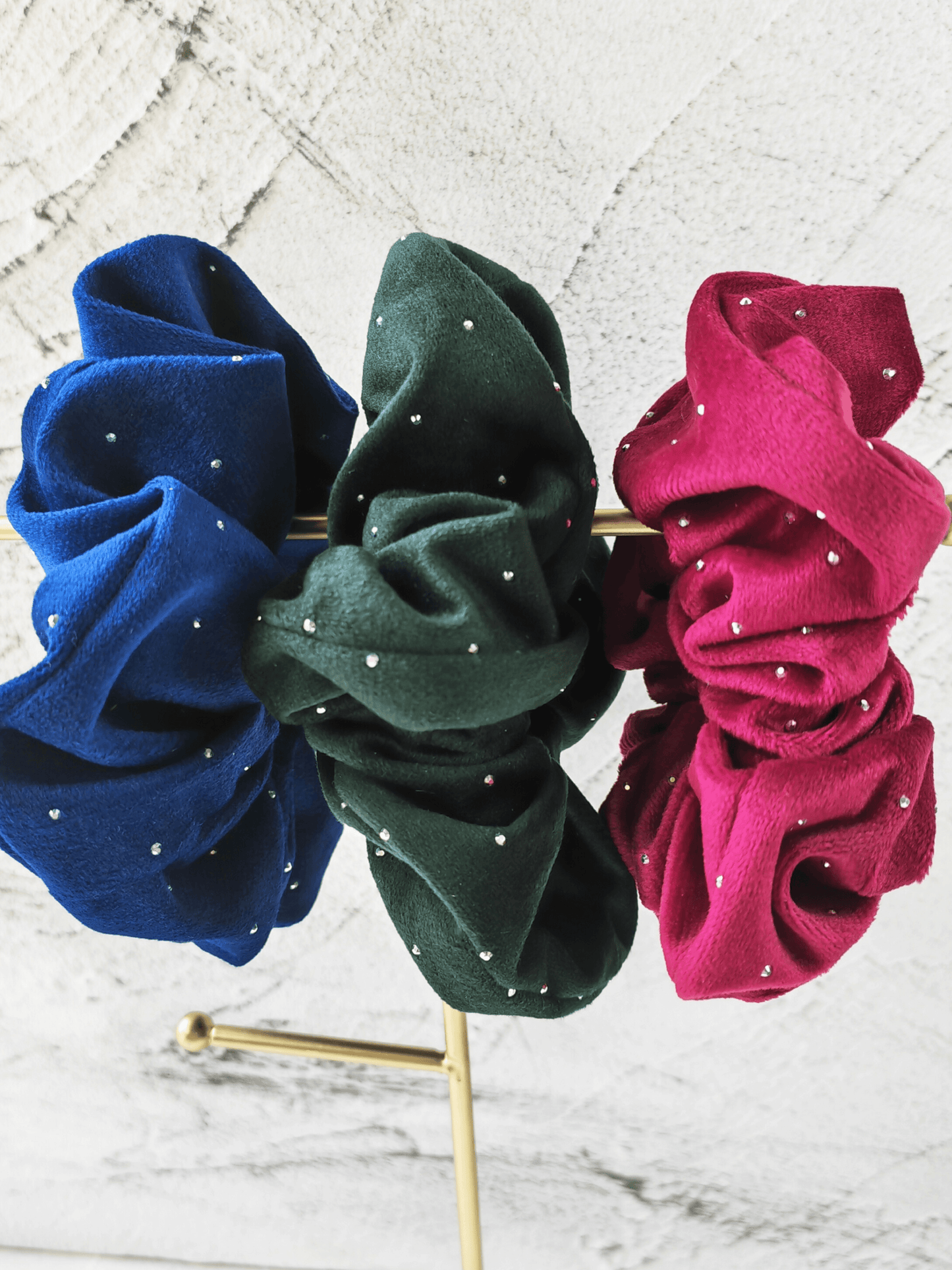 Sparkling Rhinestone Velvet Polka Dot Scrunchie - cllovestudio