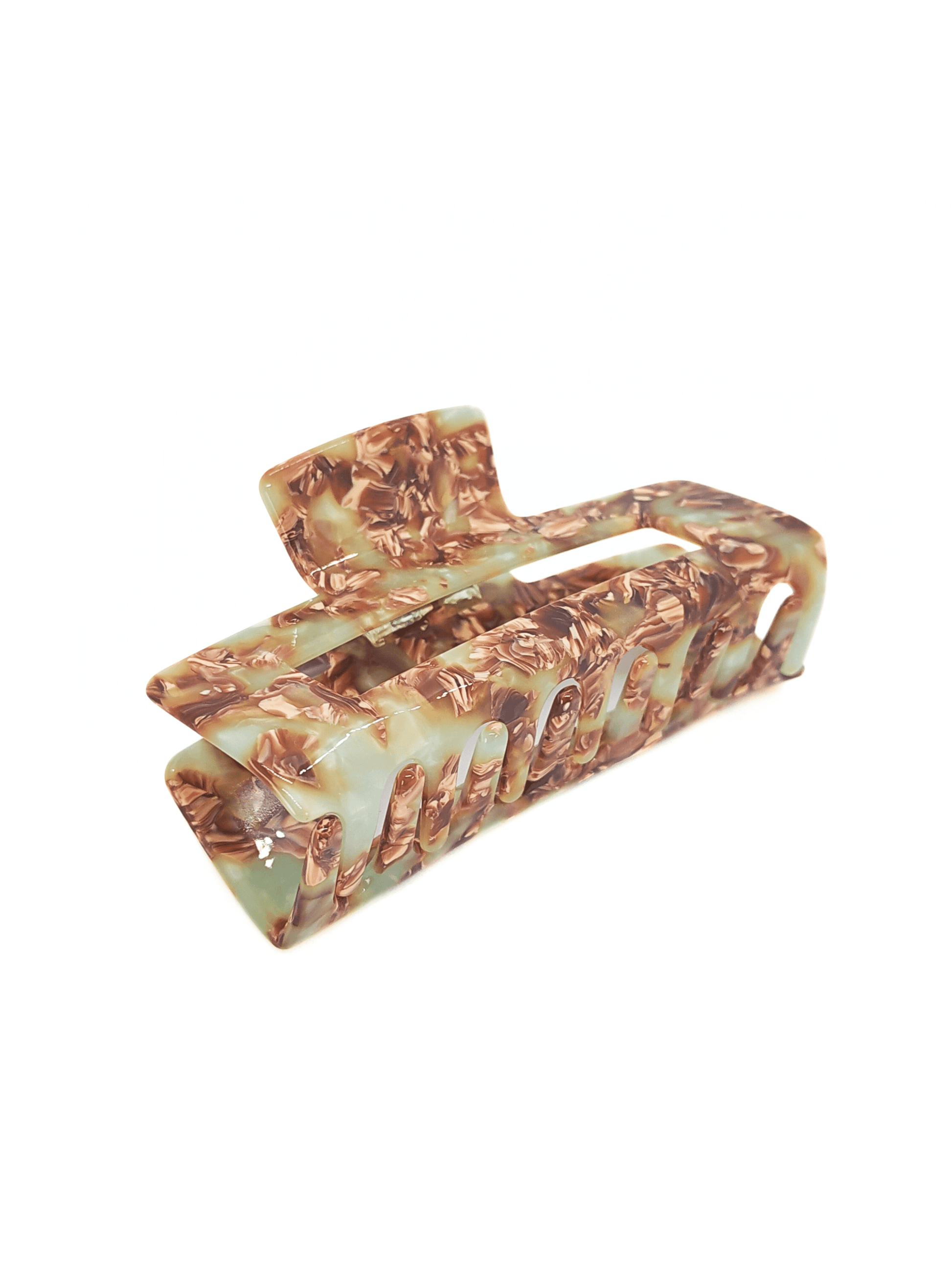 Mint & Mocha Marbled Rectangular Hair Claw Clip - cllovestudio