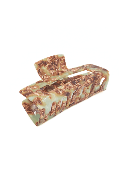Mint & Mocha Marbled Rectangular Hair Claw Clip - cllovestudio