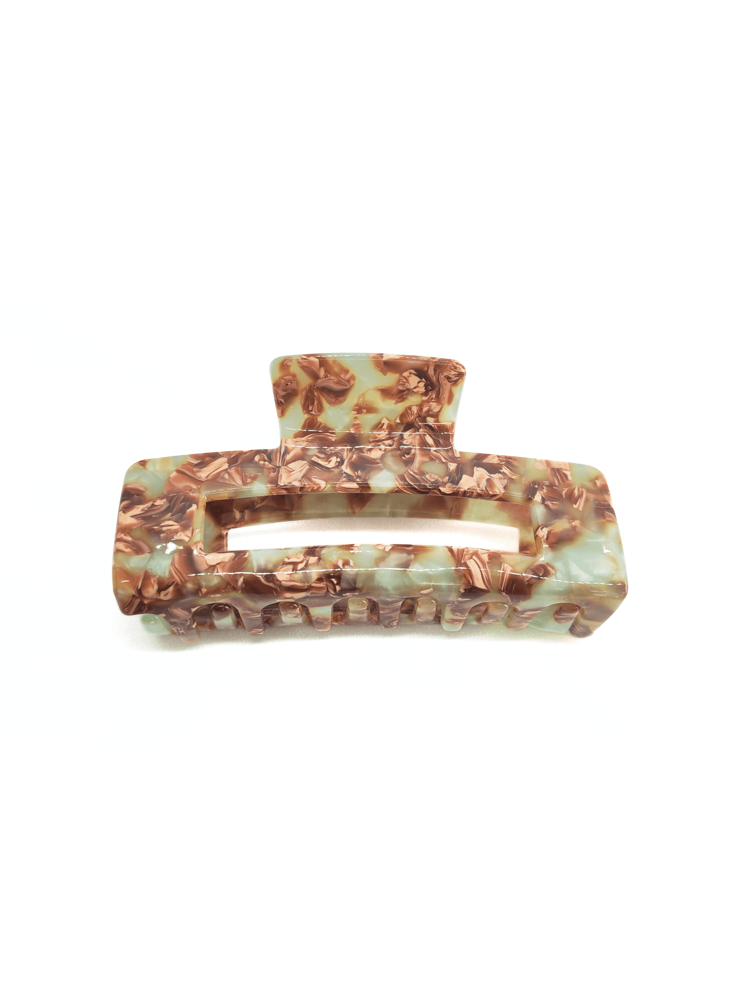 Mint & Mocha Marbled Rectangular Hair Claw Clip - cllovestudio