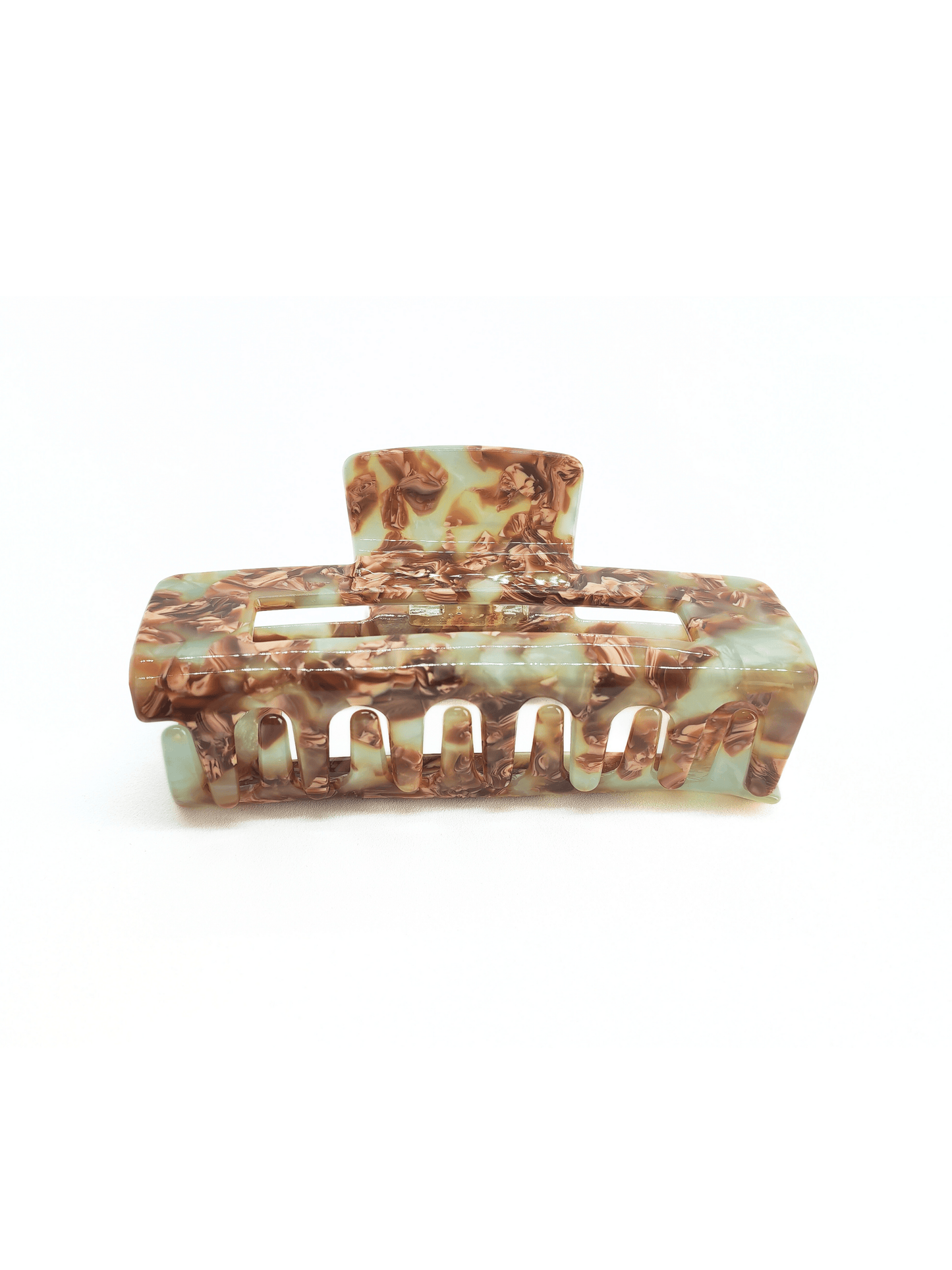 Mint & Mocha Marbled Rectangular Hair Claw Clip - cllovestudio