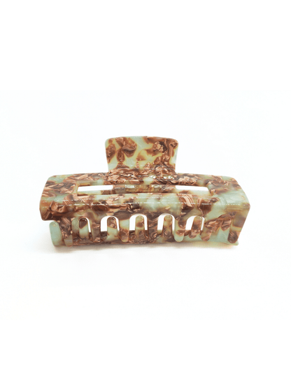 Mint & Mocha Marbled Rectangular Hair Claw Clip - cllovestudio