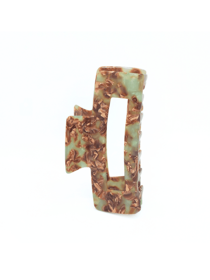 Mint & Mocha Marbled Rectangular Hair Claw Clip - cllovestudio