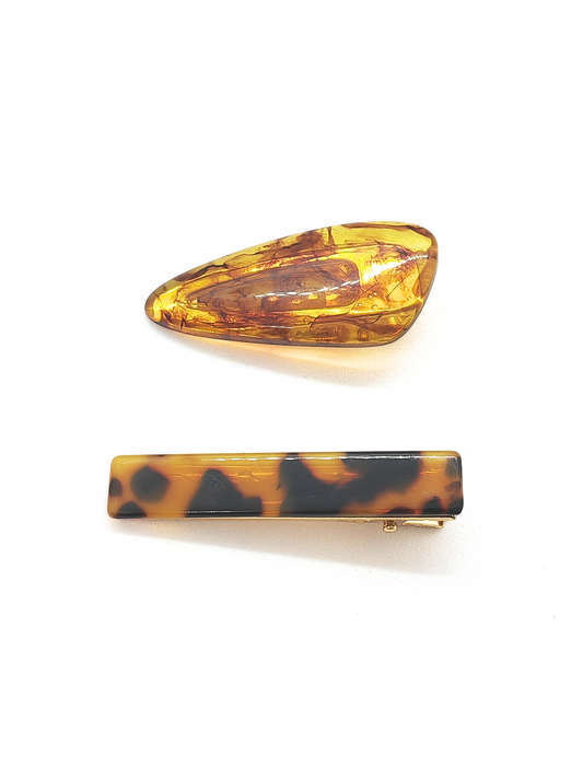 Amber & Tortoiseshell Hair Clips (2-Pack) - cllovestudio