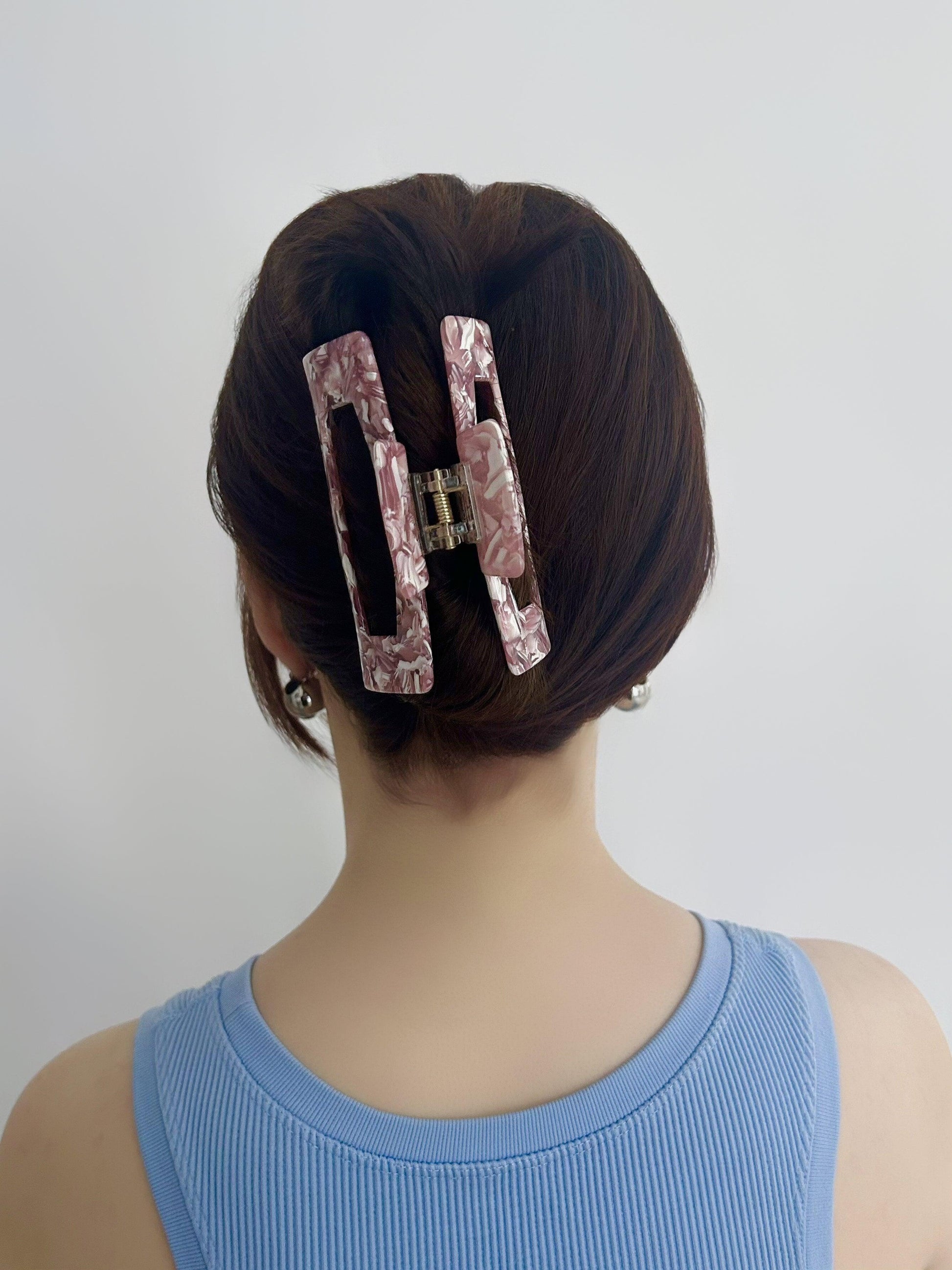 Blush Marble Rectangular Hair Claw Clip - cllovestudio