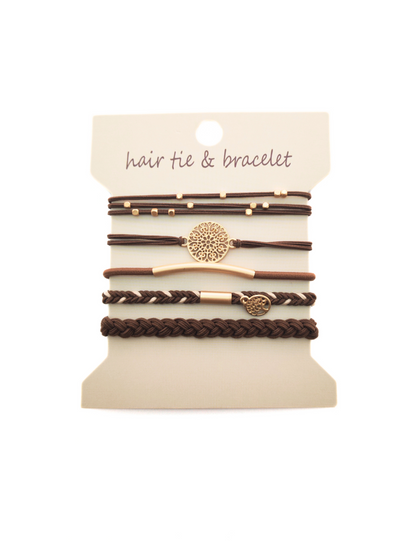 Bohemian Metal Accent Hair Tie Set – 5-Pack - cllovestudio