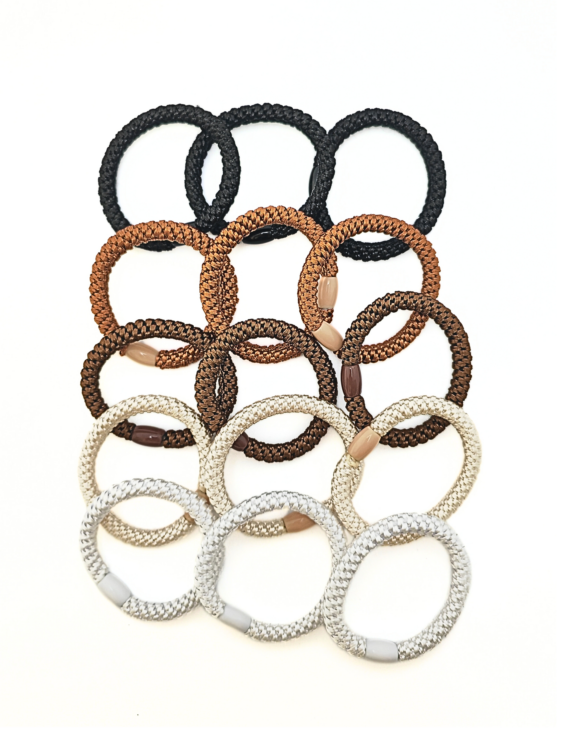 Braided Elastic Hair Ties Set - Neutral Tones (15-Pack) - cllovestudio