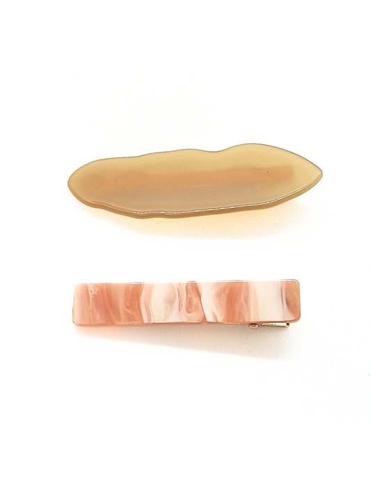 Bronze & Rose Shell Hair Clips (2-Pack) - cllovestudio