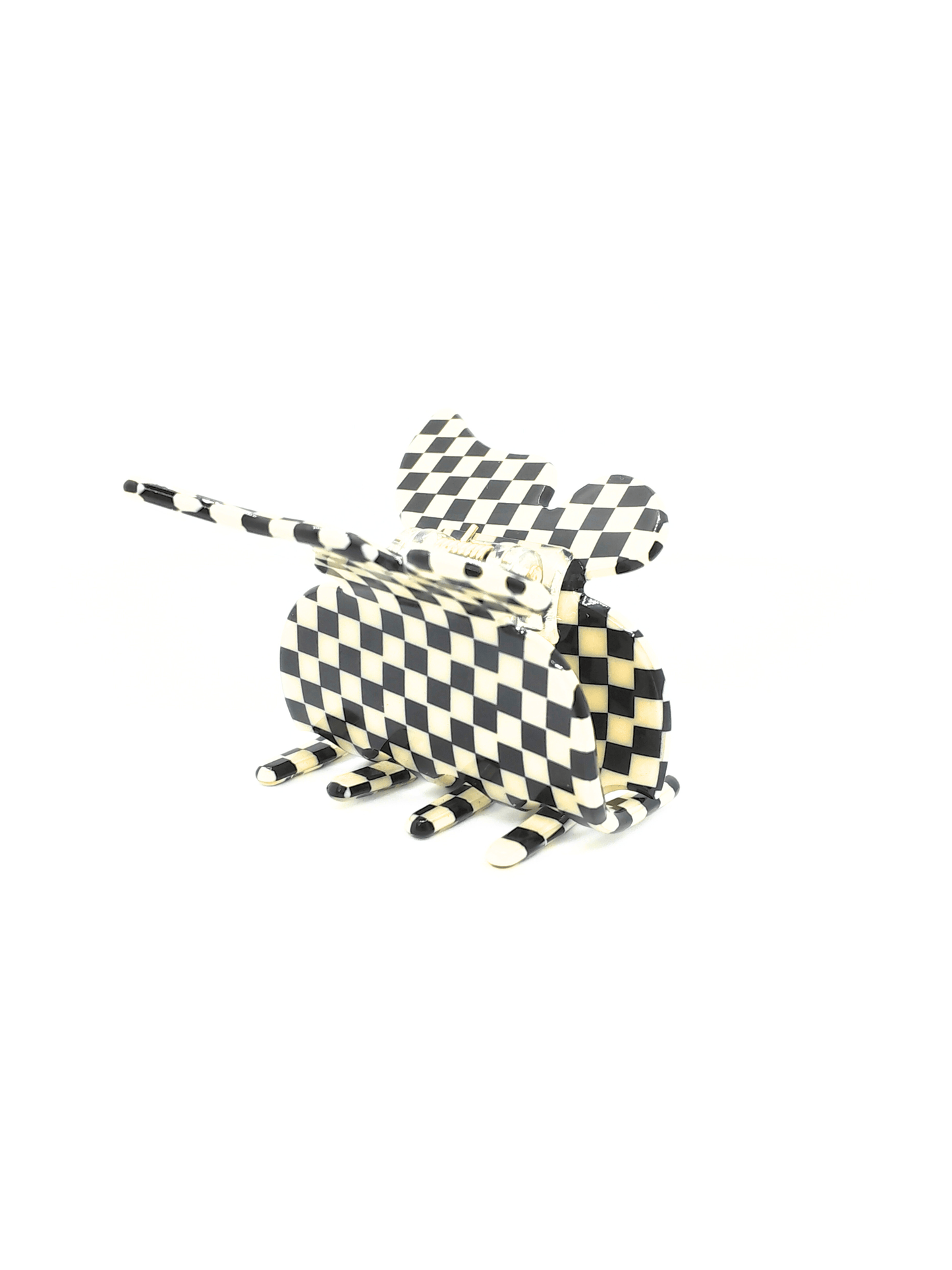 Butterfly Black & White Checkered Acetate Hair Claw Clip - cllovestudio