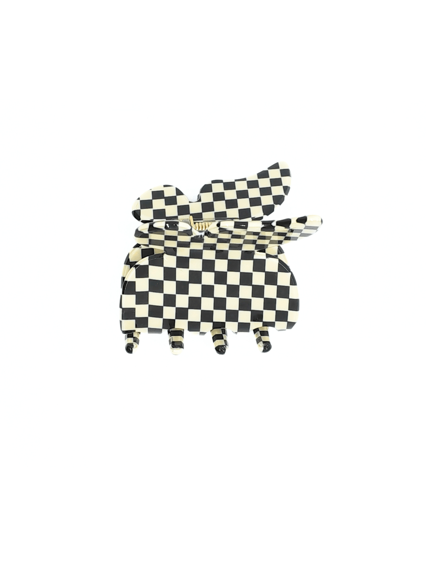Butterfly Black & White Checkered Acetate Hair Claw Clip - cllovestudio