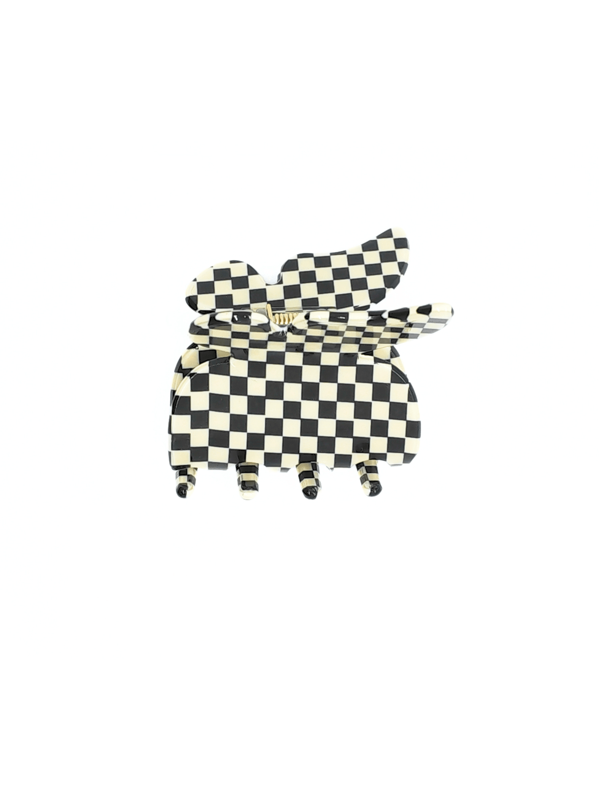 Butterfly Black & White Checkered Acetate Hair Claw Clip - cllovestudio