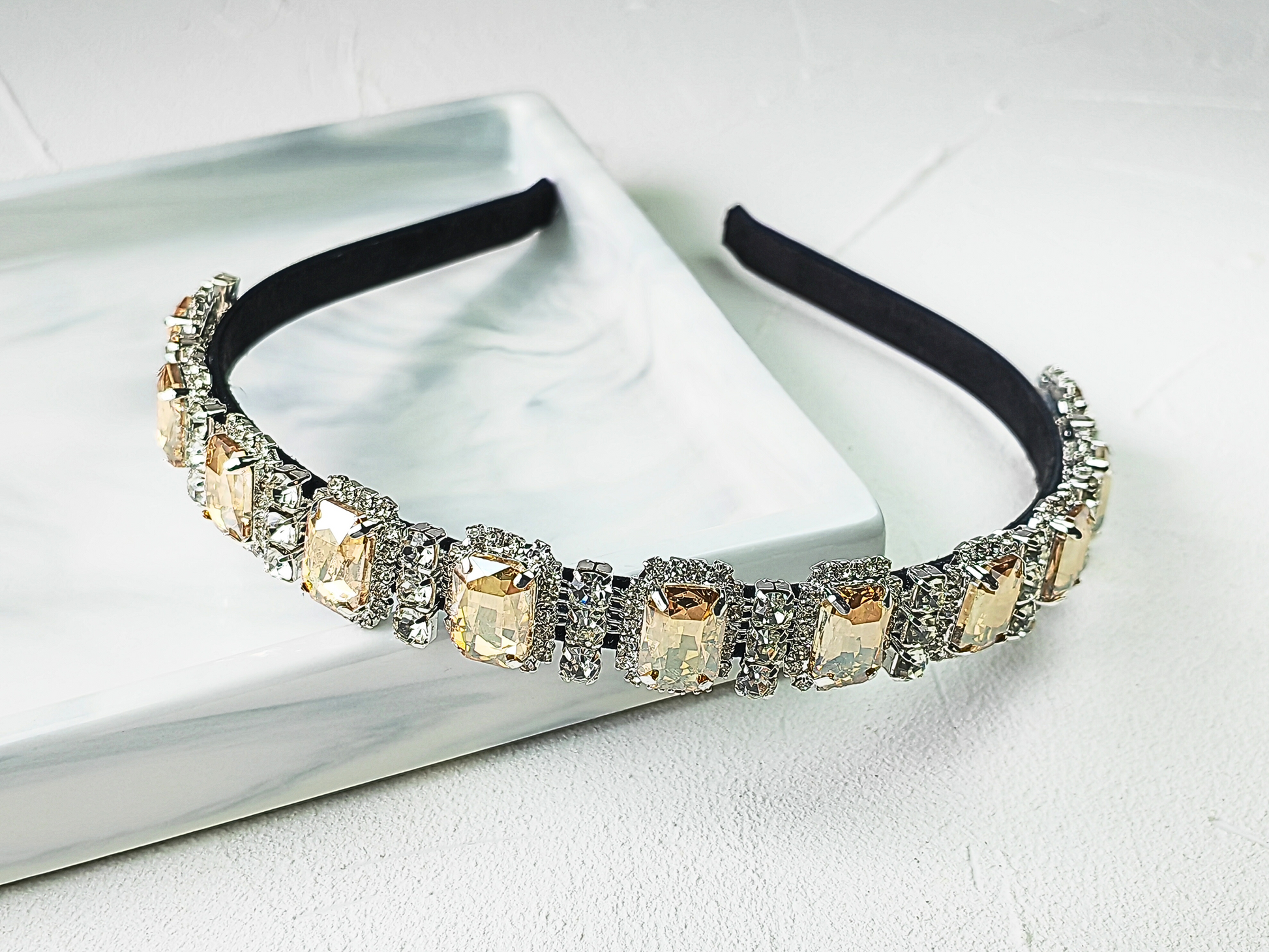 Champagne Square Crystal Headband - cllovestudio