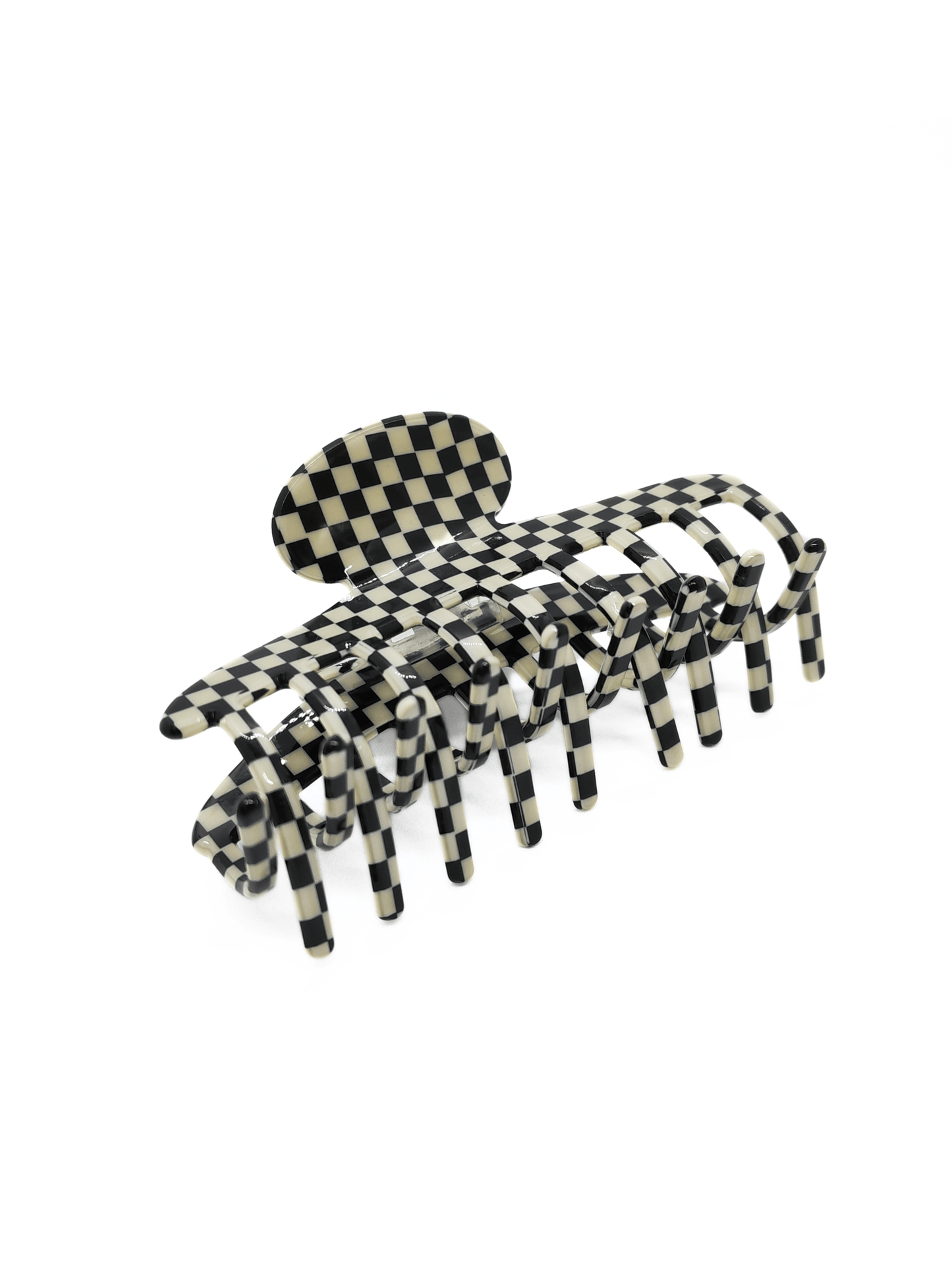 Classic Black & White Checkered Acetate Hair Claw Clip - cllovestudio