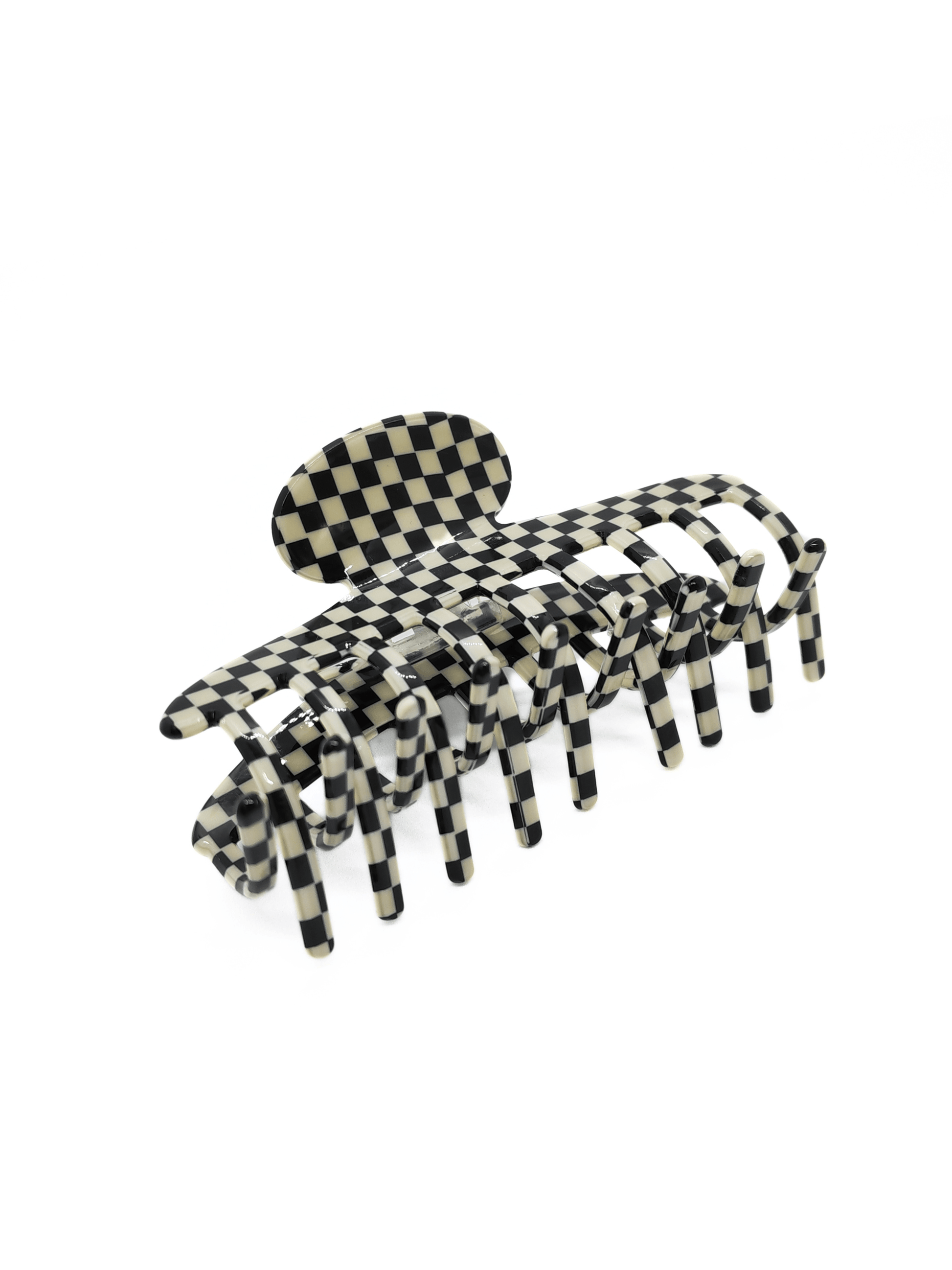Classic Black & White Checkered Acetate Hair Claw Clip - cllovestudio