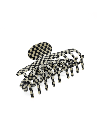 Classic Black & White Checkered Acetate Hair Claw Clip - cllovestudio