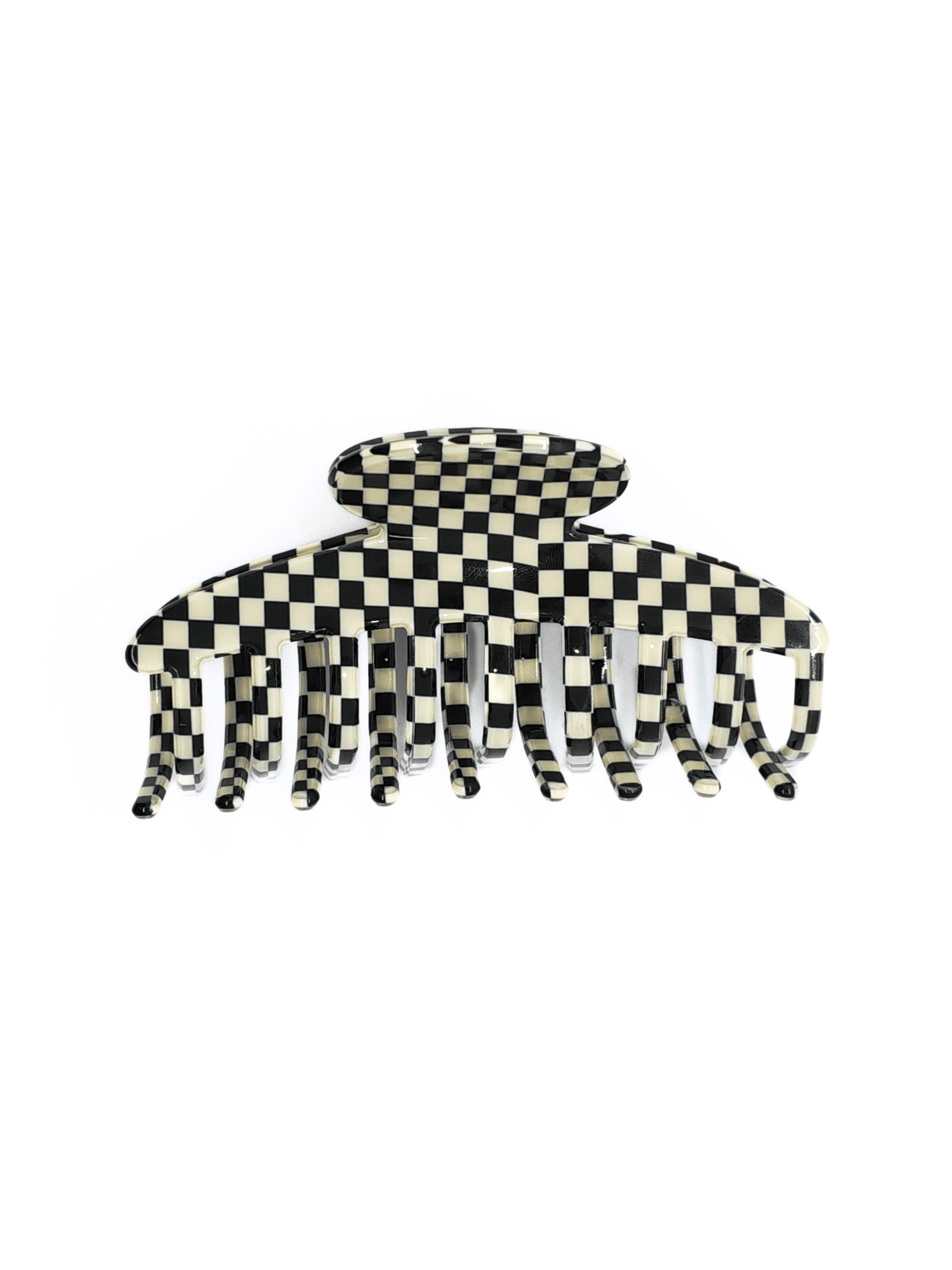 Classic Black & White Checkered Acetate Hair Claw Clip - cllovestudio