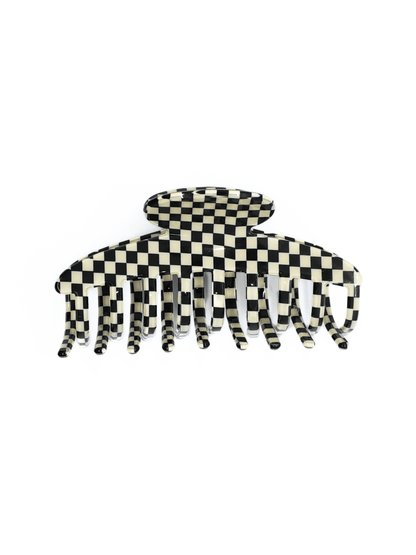 Classic Black & White Checkered Acetate Hair Claw Clip - cllovestudio