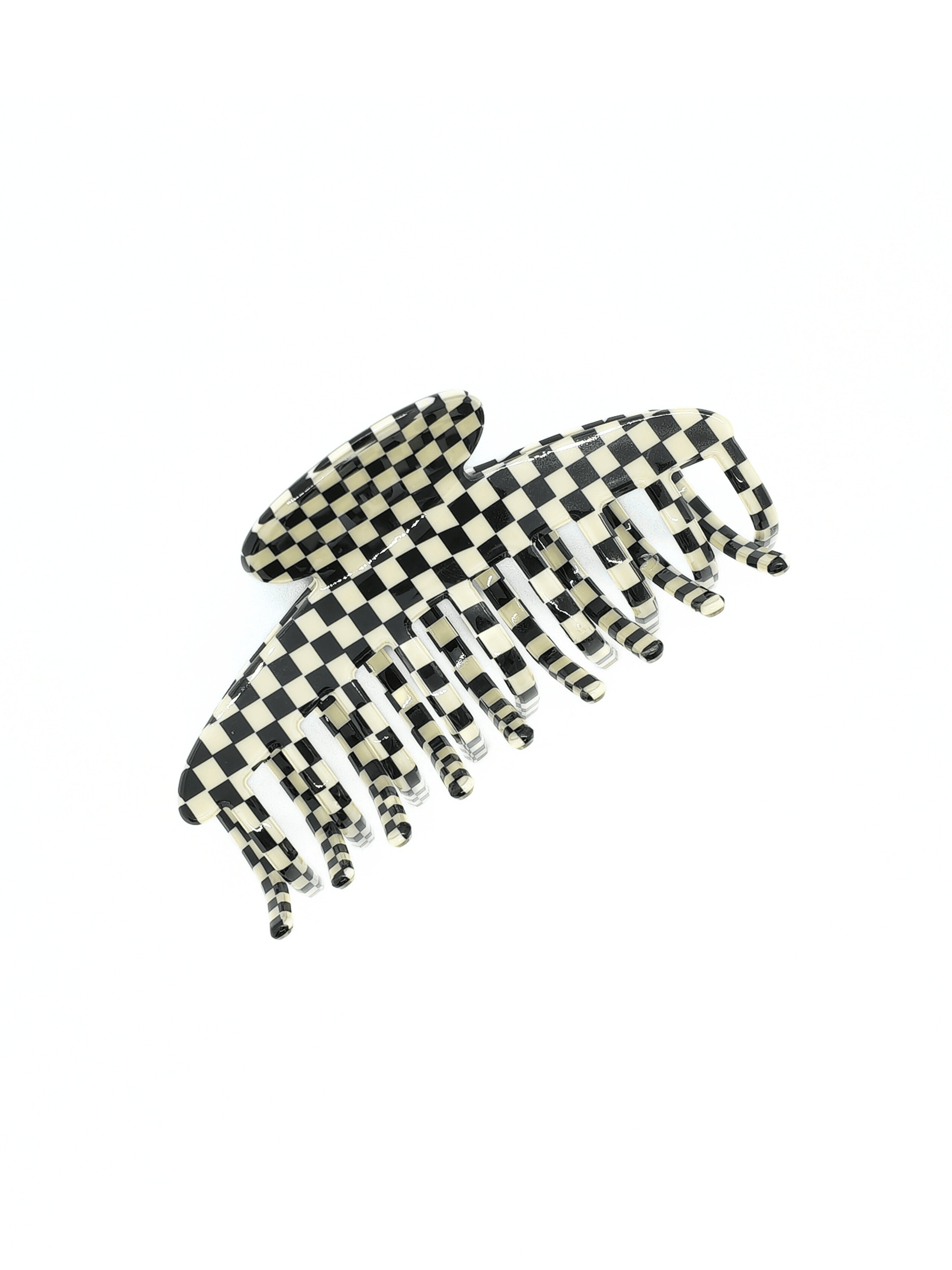 Classic Black & White Checkered Acetate Hair Claw Clip - cllovestudio