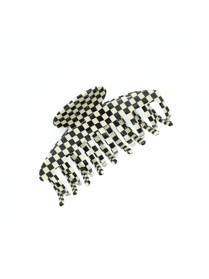 Classic Black & White Checkered Acetate Hair Claw Clip - cllovestudio