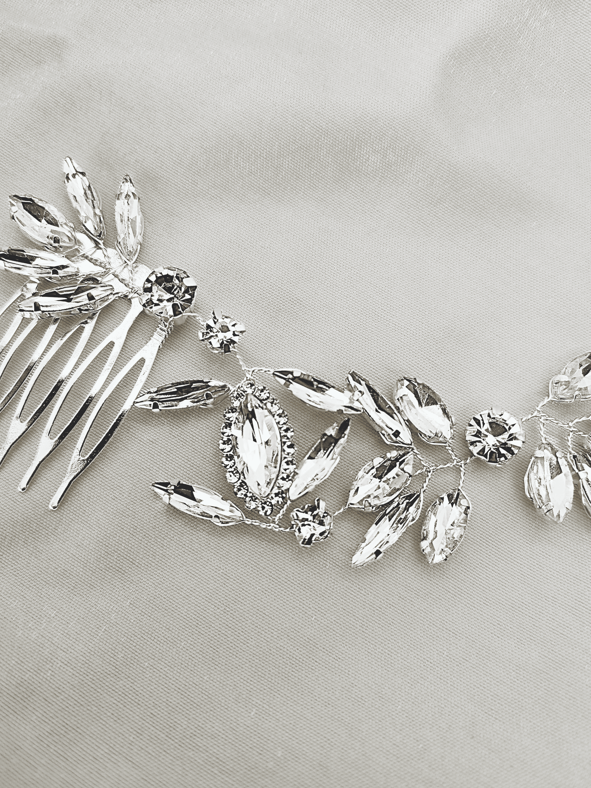 Crystal Leaf Vine Bridal Hair Comb – Silver Double Comb Headpiece - cllovestudio