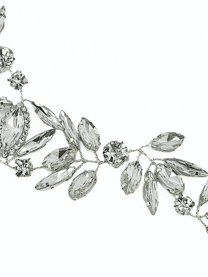 Crystal Leaf Vine Bridal Hair Comb – Silver Double Comb Headpiece - cllovestudio