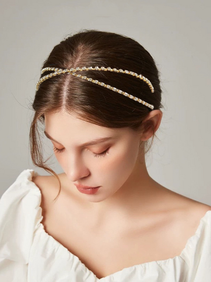 Rhinestone Double Row Narrow Band Headband - cllovestudio