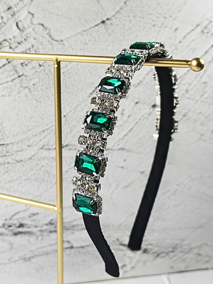 Emerald Green Square Crystal Headband - cllovestudio