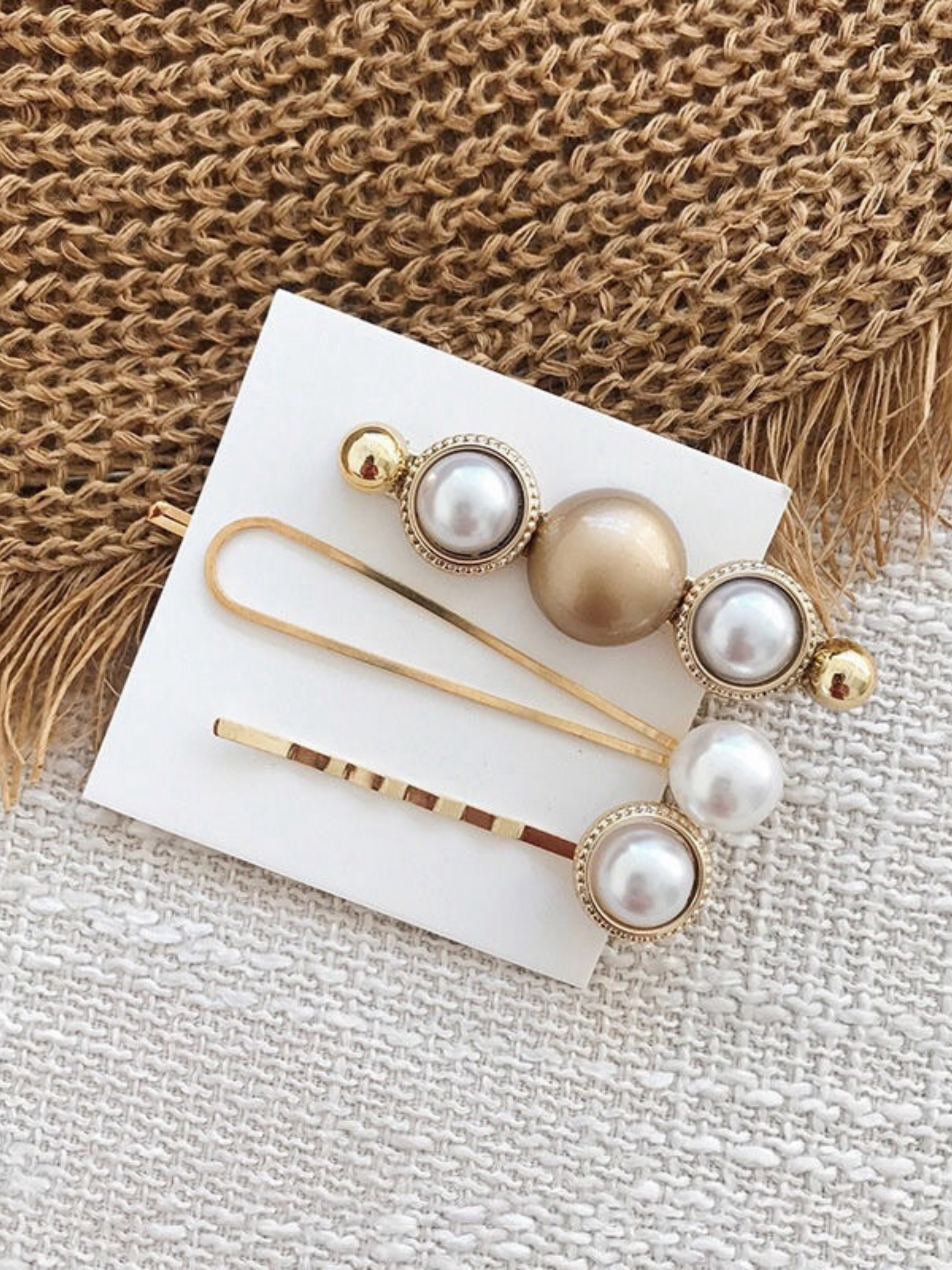 Golden Pearl Elegance Hair Pin Set – 3-Pack - cllovestudio